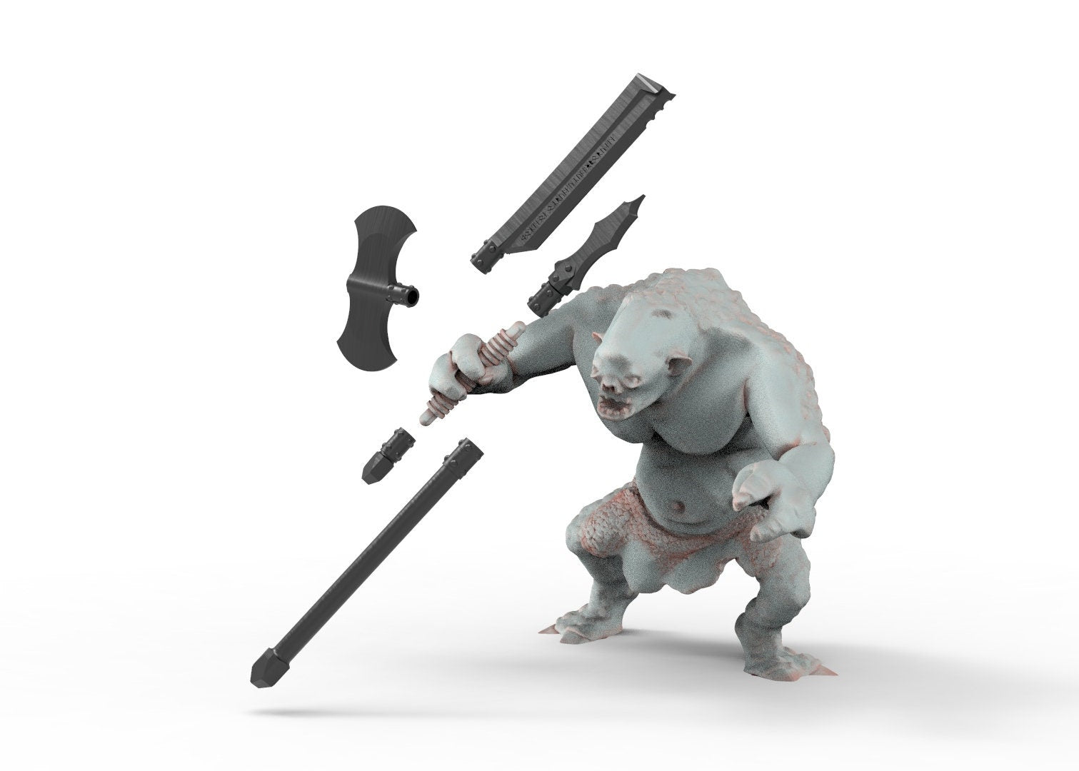 Spartatroll, wilder Höhlentroll, die Rebellion des Spartatrolls, Miniaturen für Kriegsspiele D&amp;D, Herr der Ringe ...