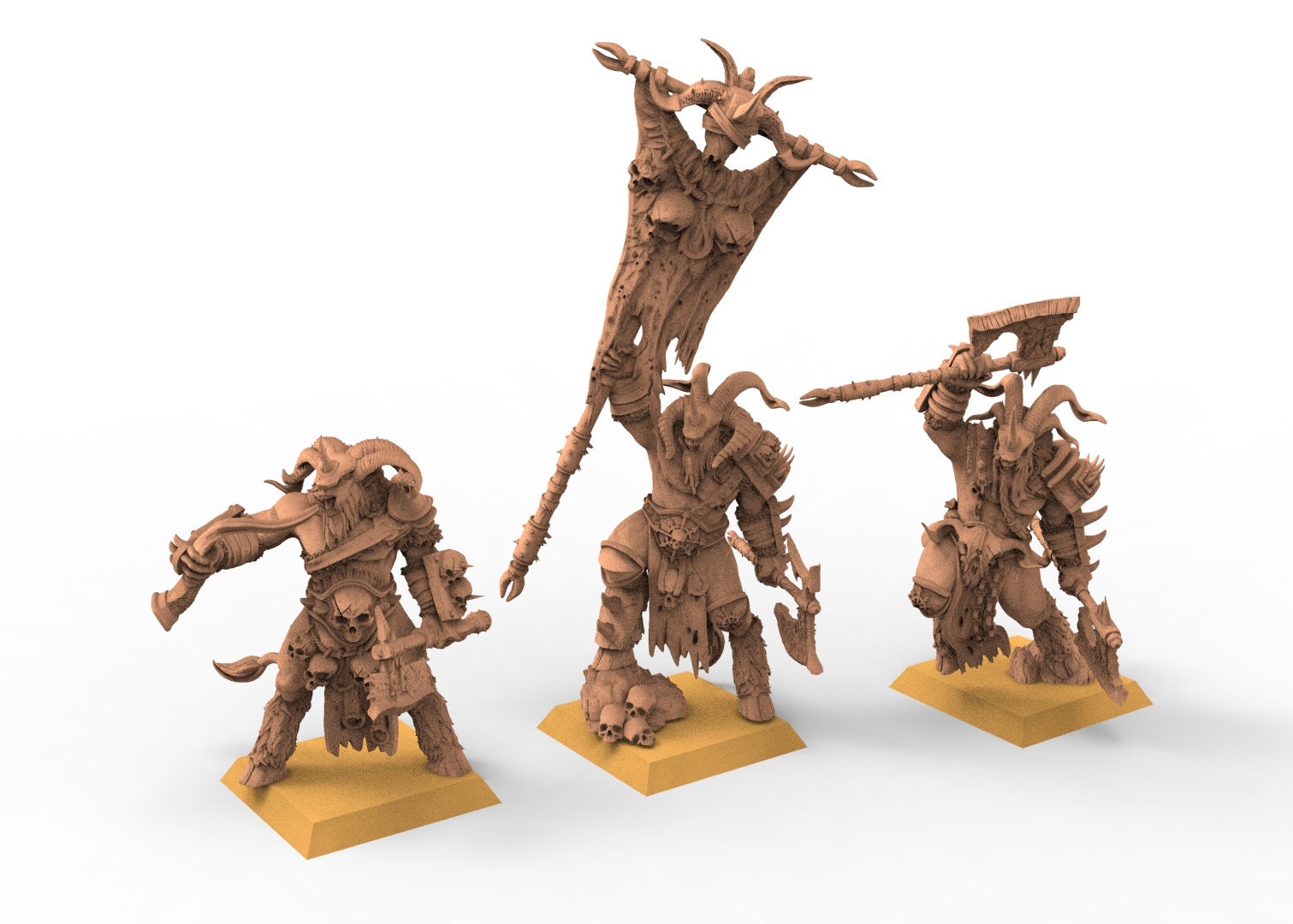 Beastmen - Noble Beastmen bezerkers of Chaos -  Raven Twin Miniature