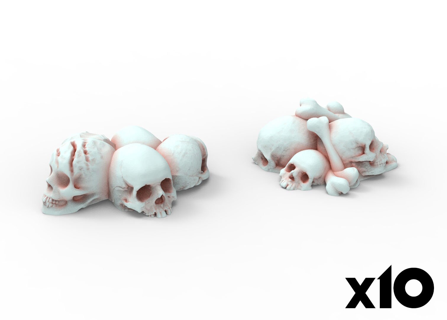 Beaucoup de décoration de base de crânes utilisables pour Oldhammer, warmachine, infinity, zombicide, scifi wargame...