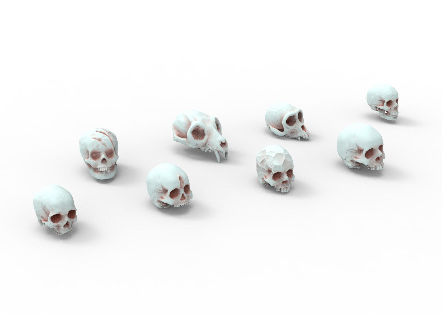 Beaucoup de décoration de base de crânes utilisables pour Oldhammer, warmachine, infinity, zombicide, scifi wargame...
