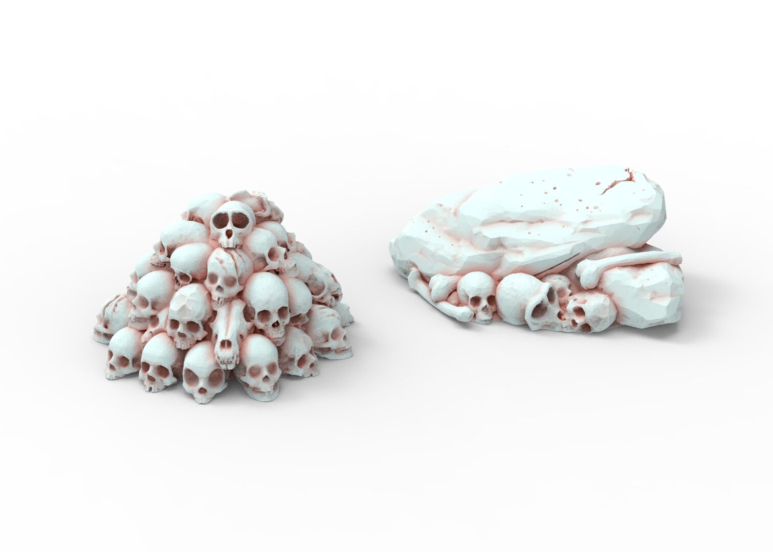 Beaucoup de décoration de base de crânes utilisables pour Oldhammer, warmachine, infinity, zombicide, scifi wargame...