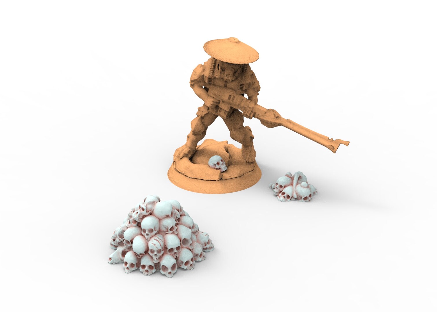Beaucoup de décoration de base de crânes utilisables pour Oldhammer, warmachine, infinity, zombicide, scifi wargame...