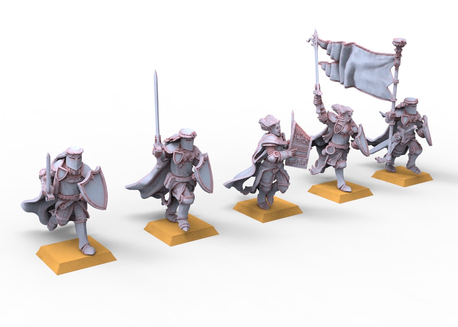 Chevaliers Arthuriens - Chevaliers Immortels à pied Porteurs du Graal utilisables pour Oldhammer, bataille, roi des guerres, 9e âge