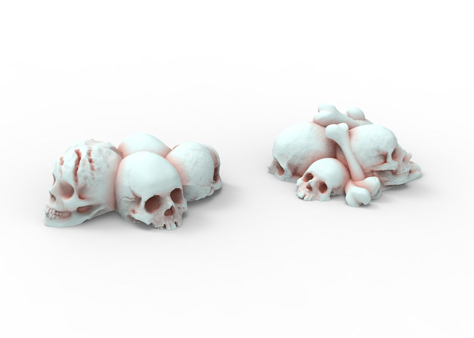 Beaucoup de décoration de base de crânes utilisables pour Oldhammer, warmachine, infinity, zombicide, scifi wargame...