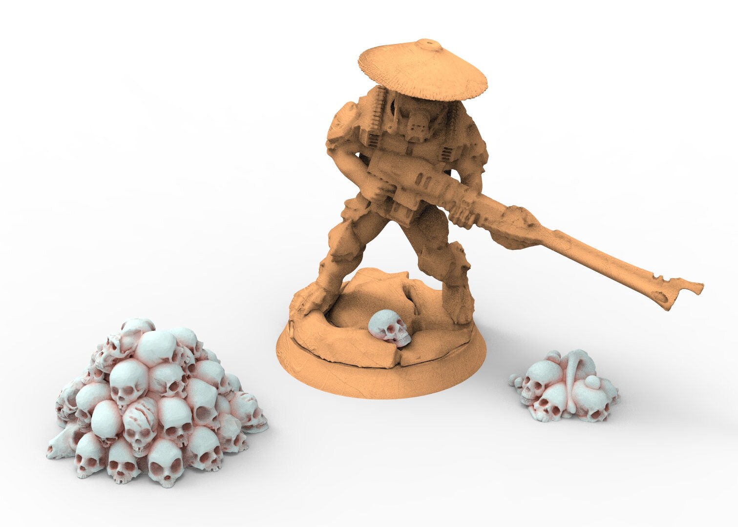 Beaucoup de décoration de base de crânes utilisables pour Oldhammer, warmachine, infinity, zombicide, scifi wargame...