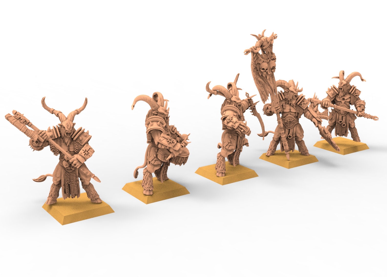 Beastmen - Longhorn Beastmen warriors of Chaos -  Raven Twin Miniature