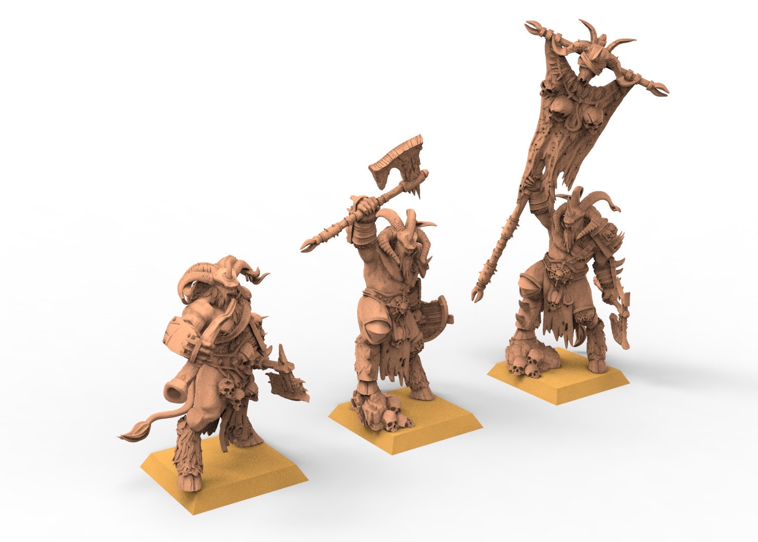 Beastmen - Noble Beastmen warriors of Chaos -  Raven Twin Miniature