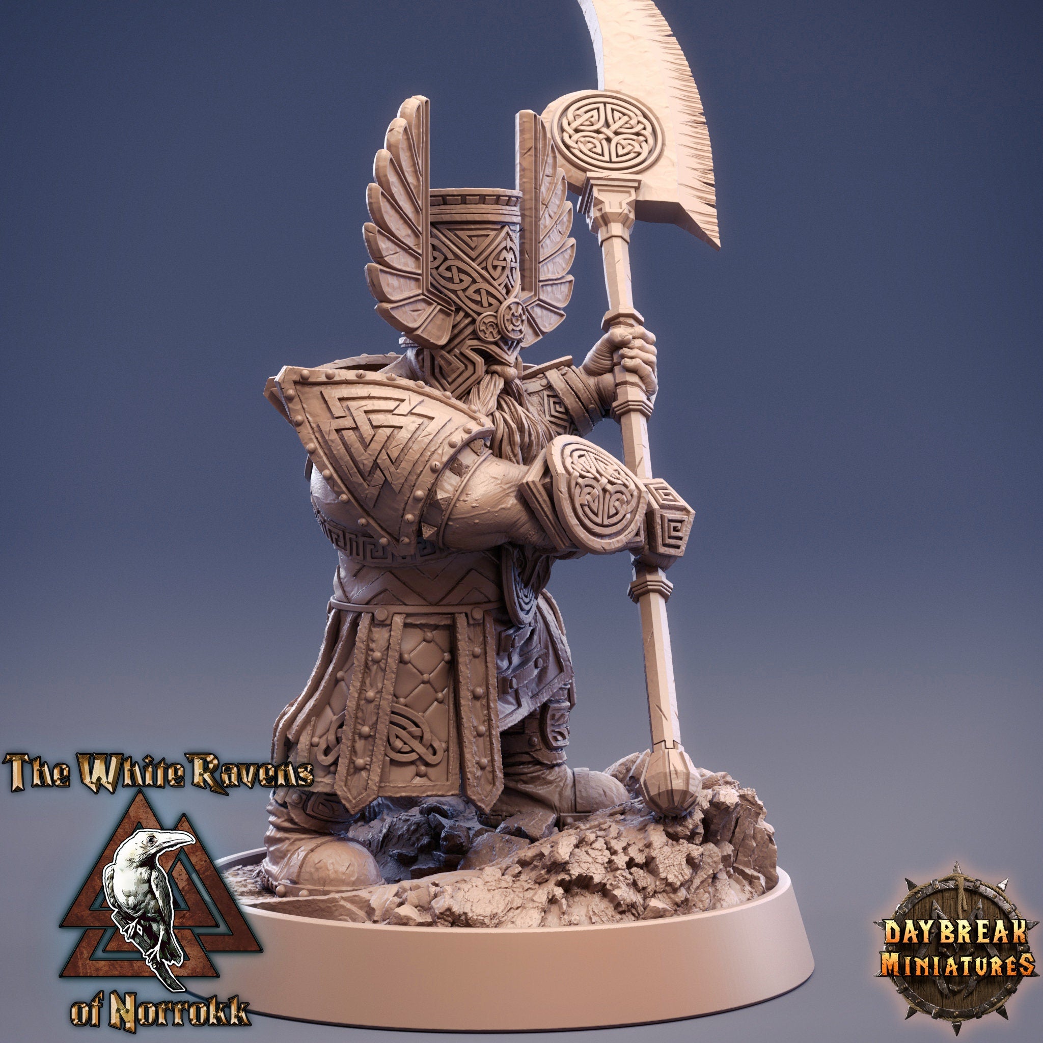 Dwarves - Elder Thane Rauban Slicer The White Ravens of Norrokk, daybreak miniatures