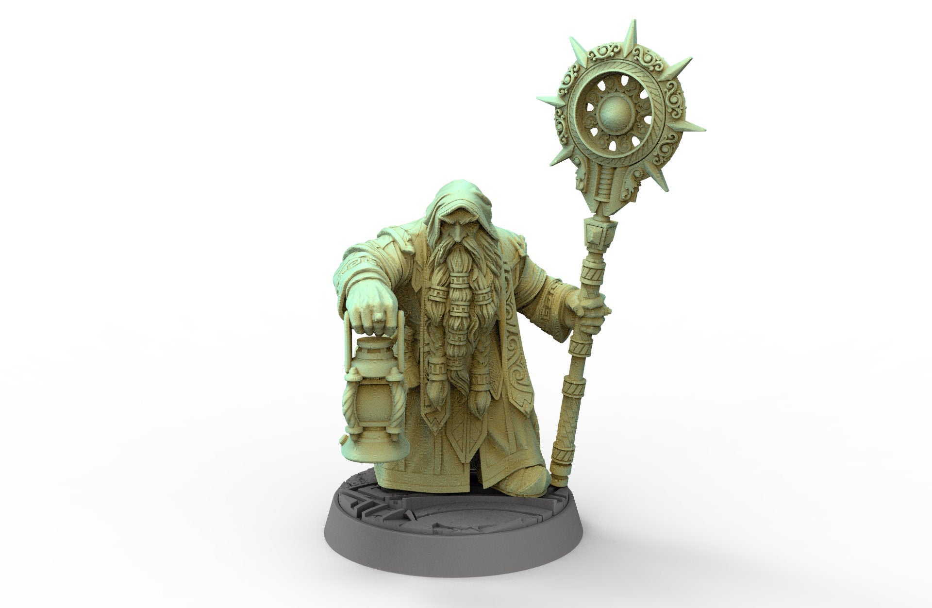 Dwarves - Dwarf Cleric with Lantern and Staff - Draugmaster Slee, The Dwarfs of The Dark Deep, daybreak miniatures, for Wargames and DND