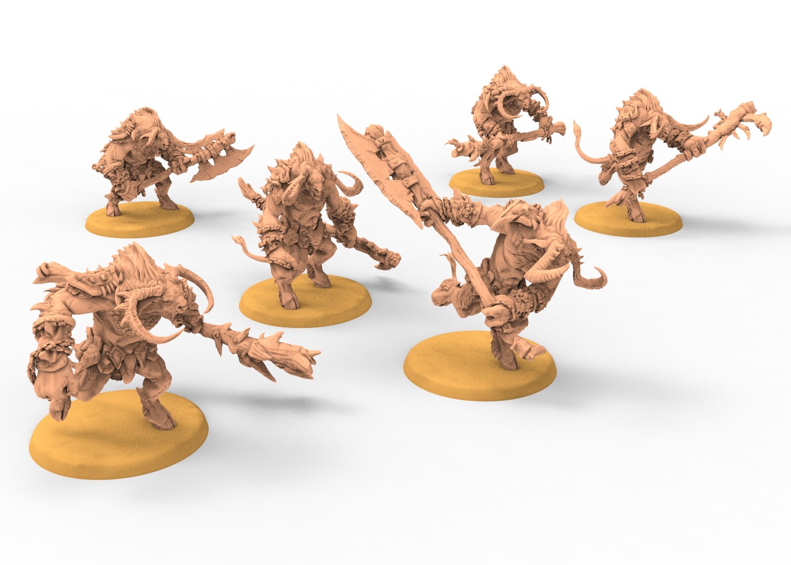 Beastmen - Squad of Demolisher Minotaurs Beastmen warriors of Chaos - Clay Beast Creation