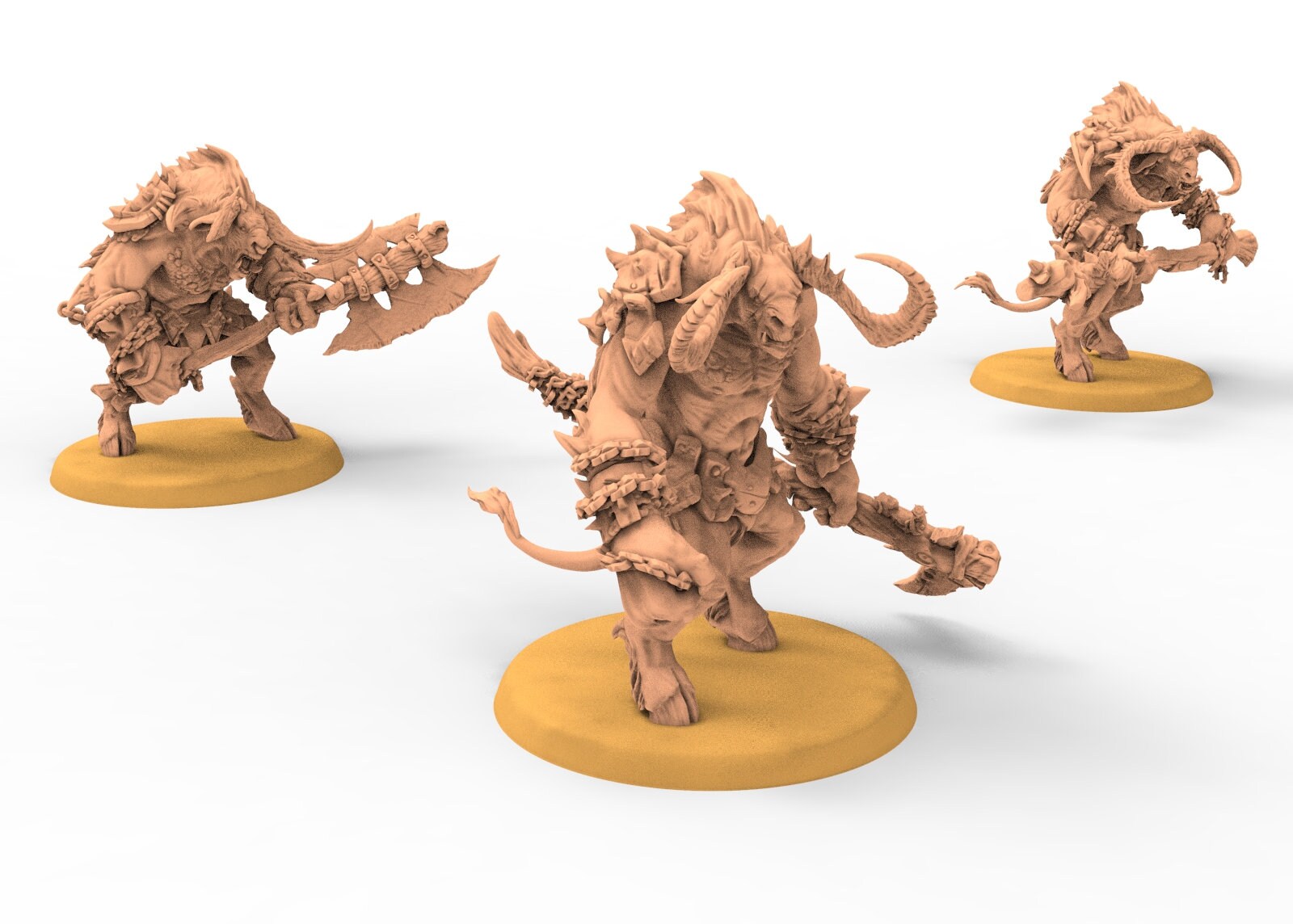 Beastmen - Squad of Demolisher Minotaurs Beastmen warriors of Chaos - Clay Beast Creation