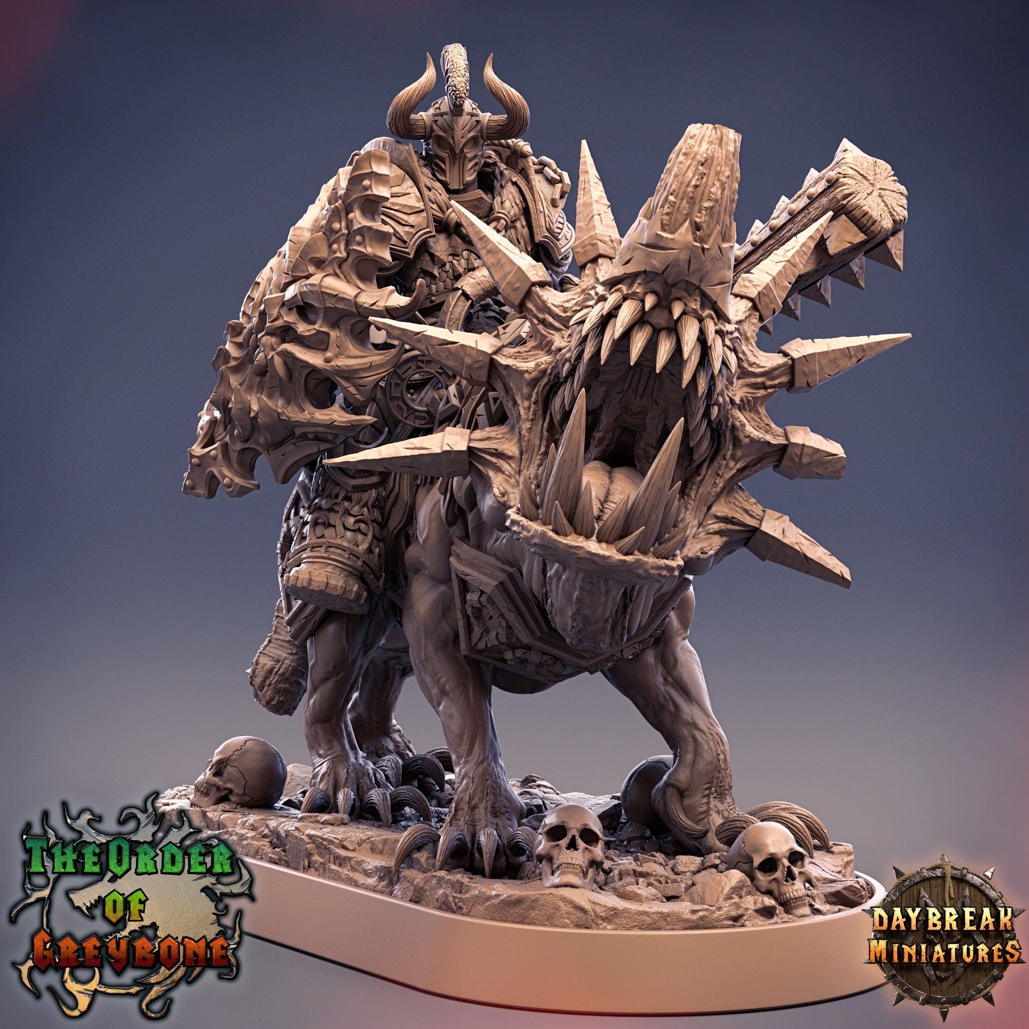 Chasseurs sauvages - Mattias von Derwent sur Horned Wolf, The Order of Greybone, miniatures de l'aube