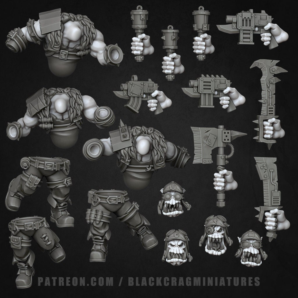 Green Skin - Orc Jetpack Ladz Modular Kit - Malicious Minis
