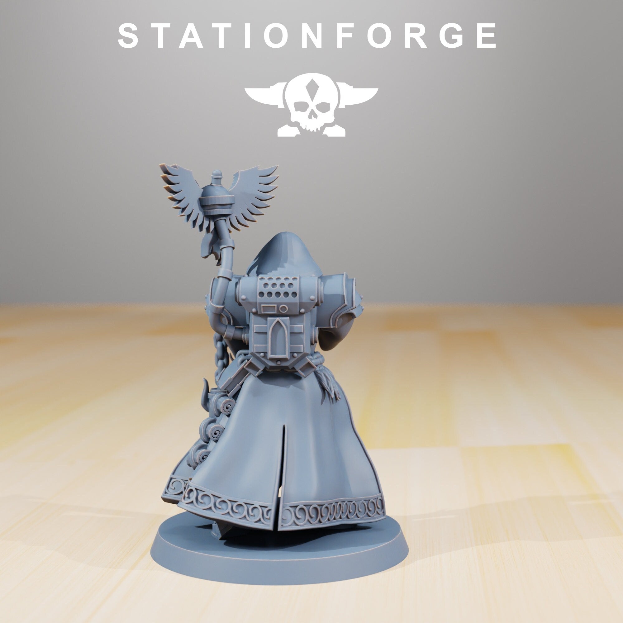 The interrogator, mechanized infantry, post apocalyptic empire, usable for tabletop wargame.
