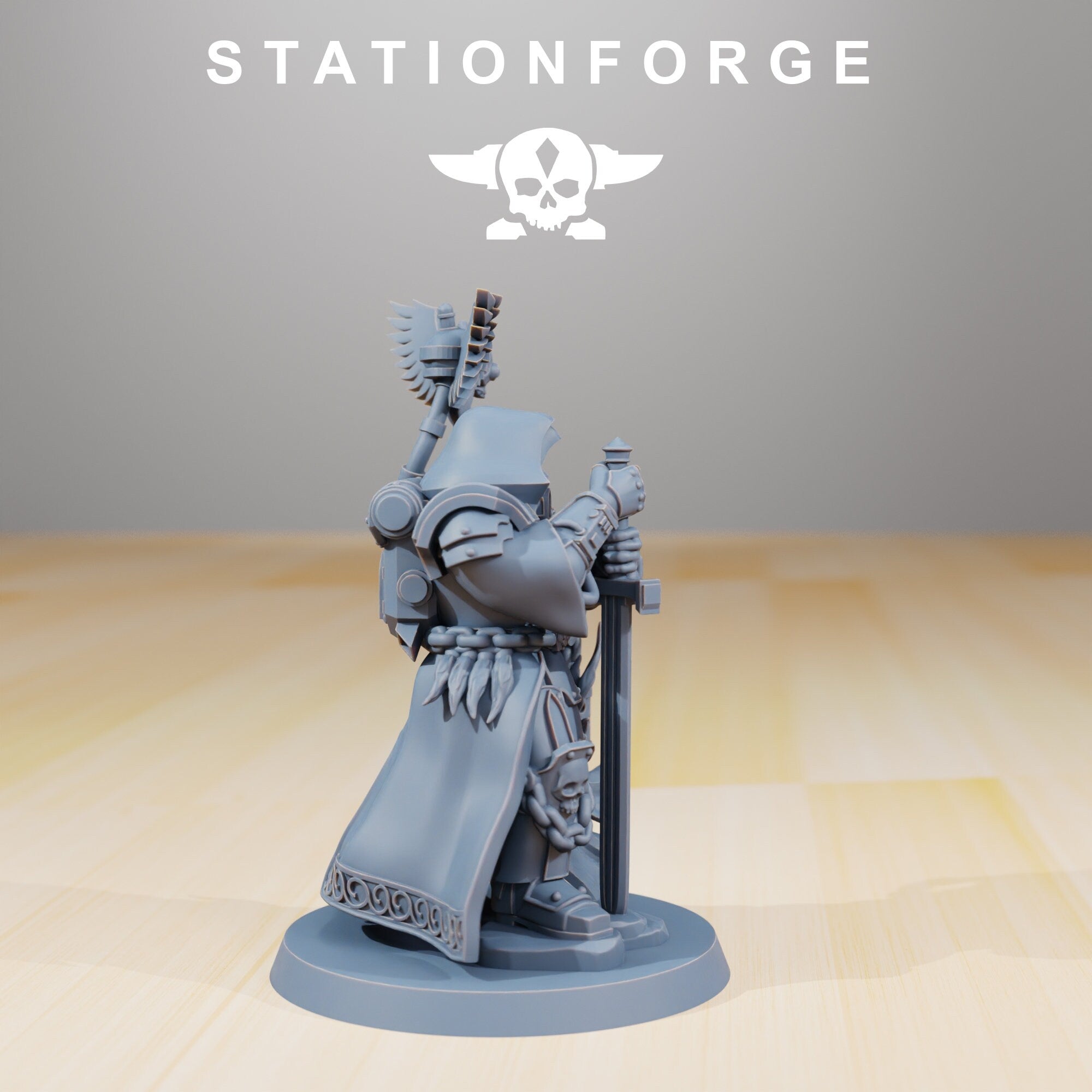 The interrogator, mechanized infantry, post apocalyptic empire, usable for tabletop wargame.