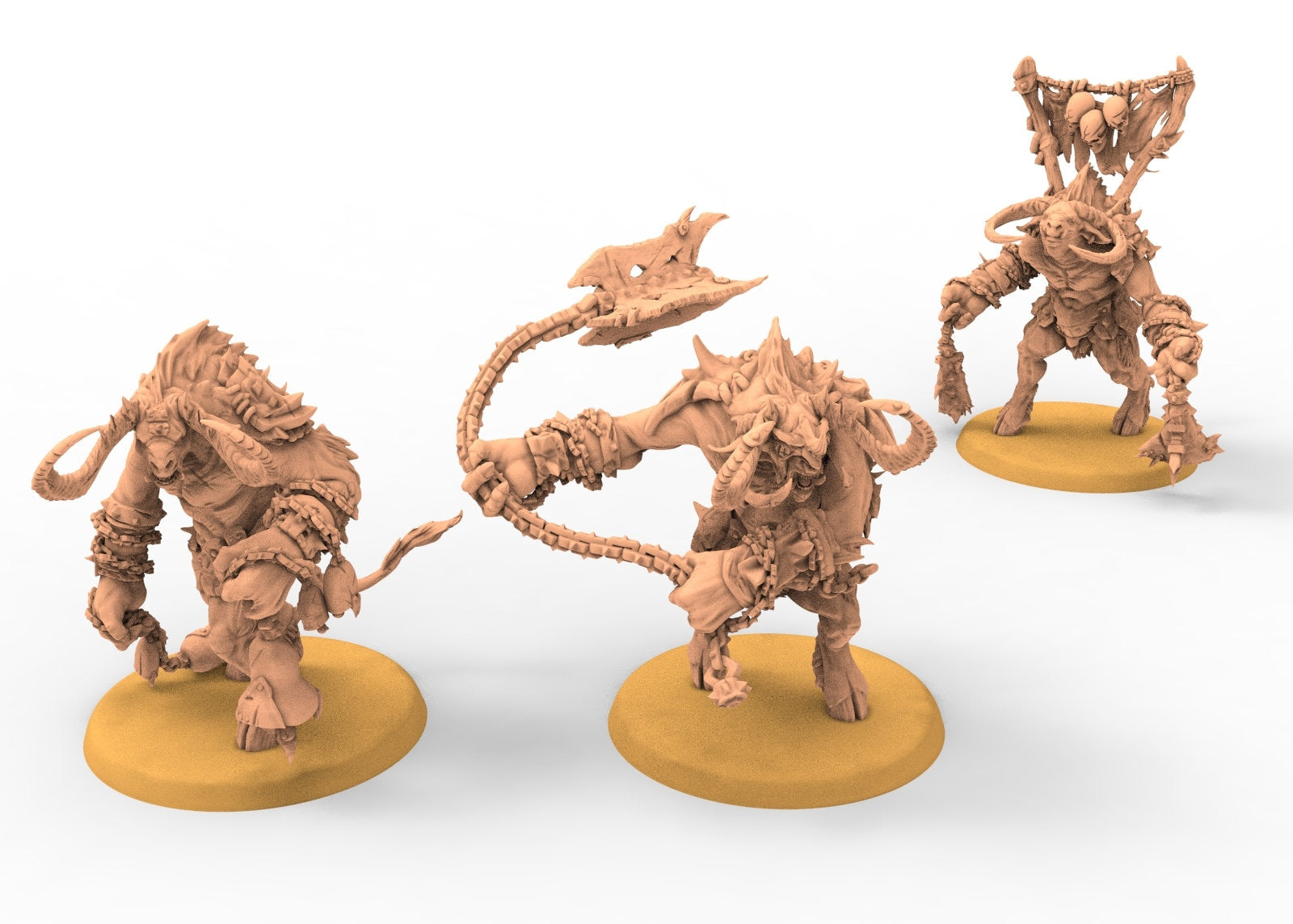 Beastmen - Squad of Demolisher Minotaurs Beastmen warriors of Chaos - Clay Beast Creation