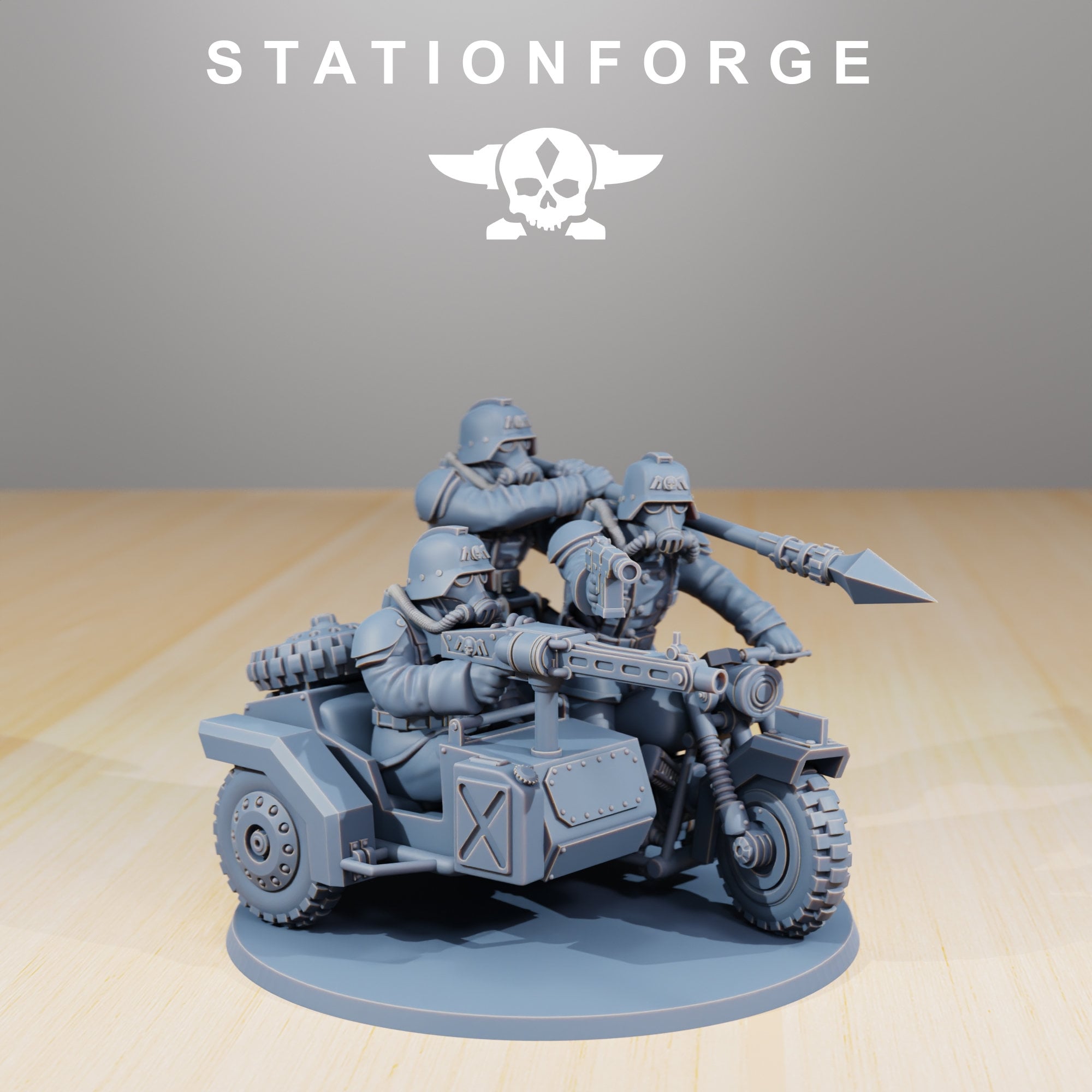 Grimguard - Death Bikers, post apocalyptic empire, usable for tabletop wargame.