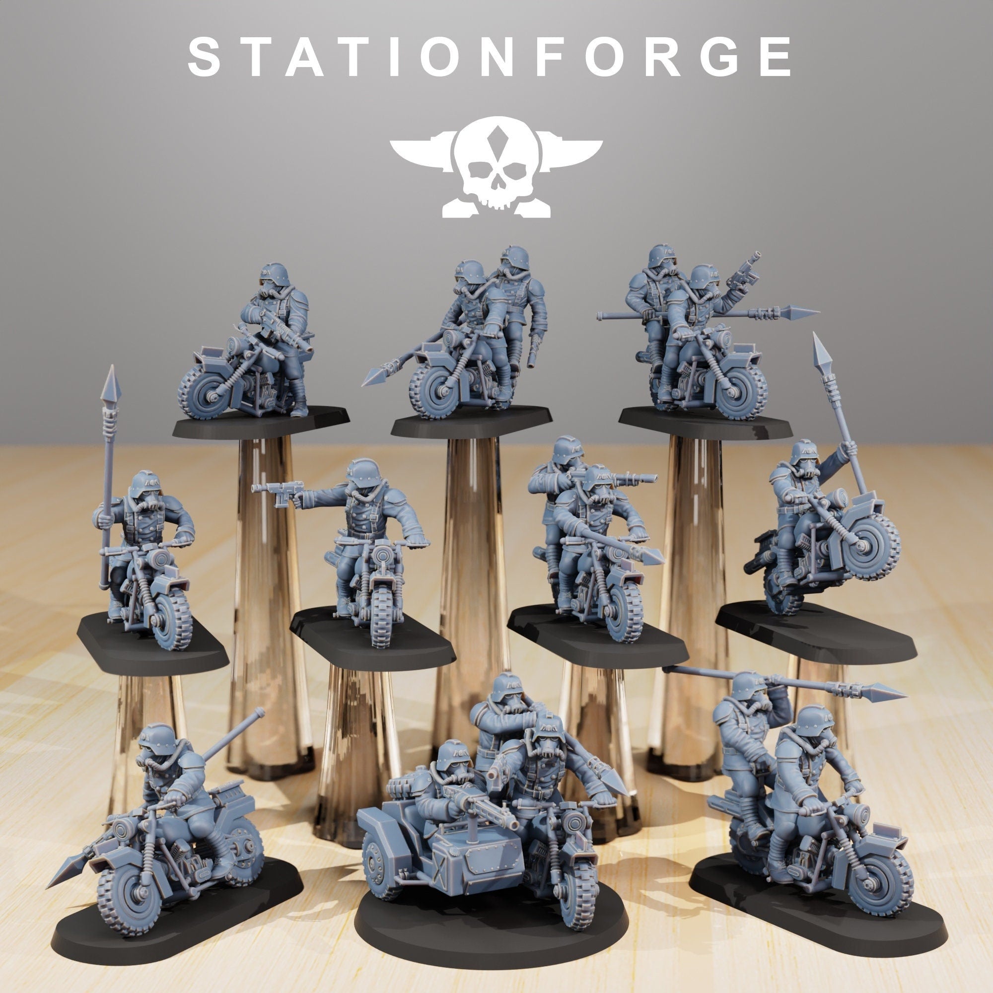 Grimguard - Death Bikers, post apocalyptic empire, usable for tabletop wargame.