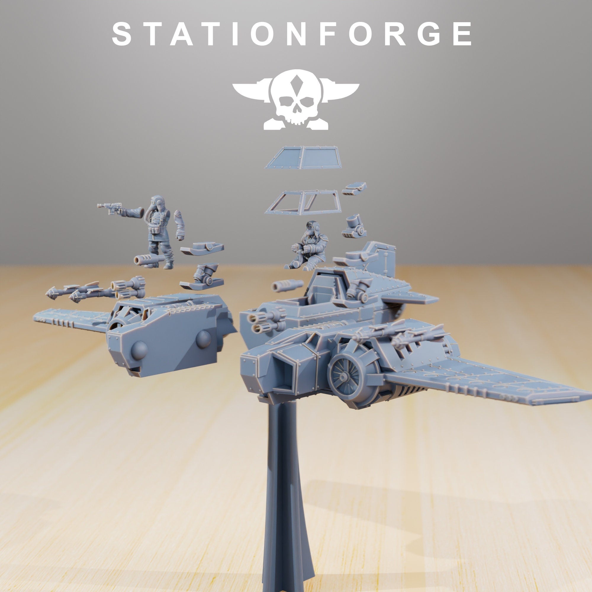 GrimGuard - SF-19A Fighter Plane, mechanized infantry, post apocalyptic empire, usable for tabletop wargames.