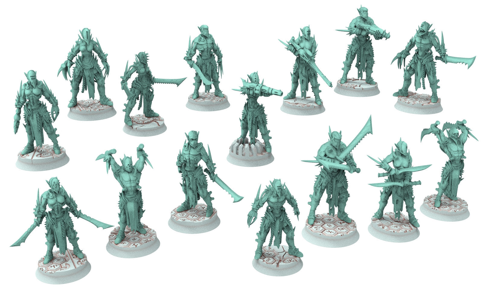Dark city - x3 Tortured Shooters warriors Dark elves raiders eldar drow, Modular convertible 3D printed miniatures
