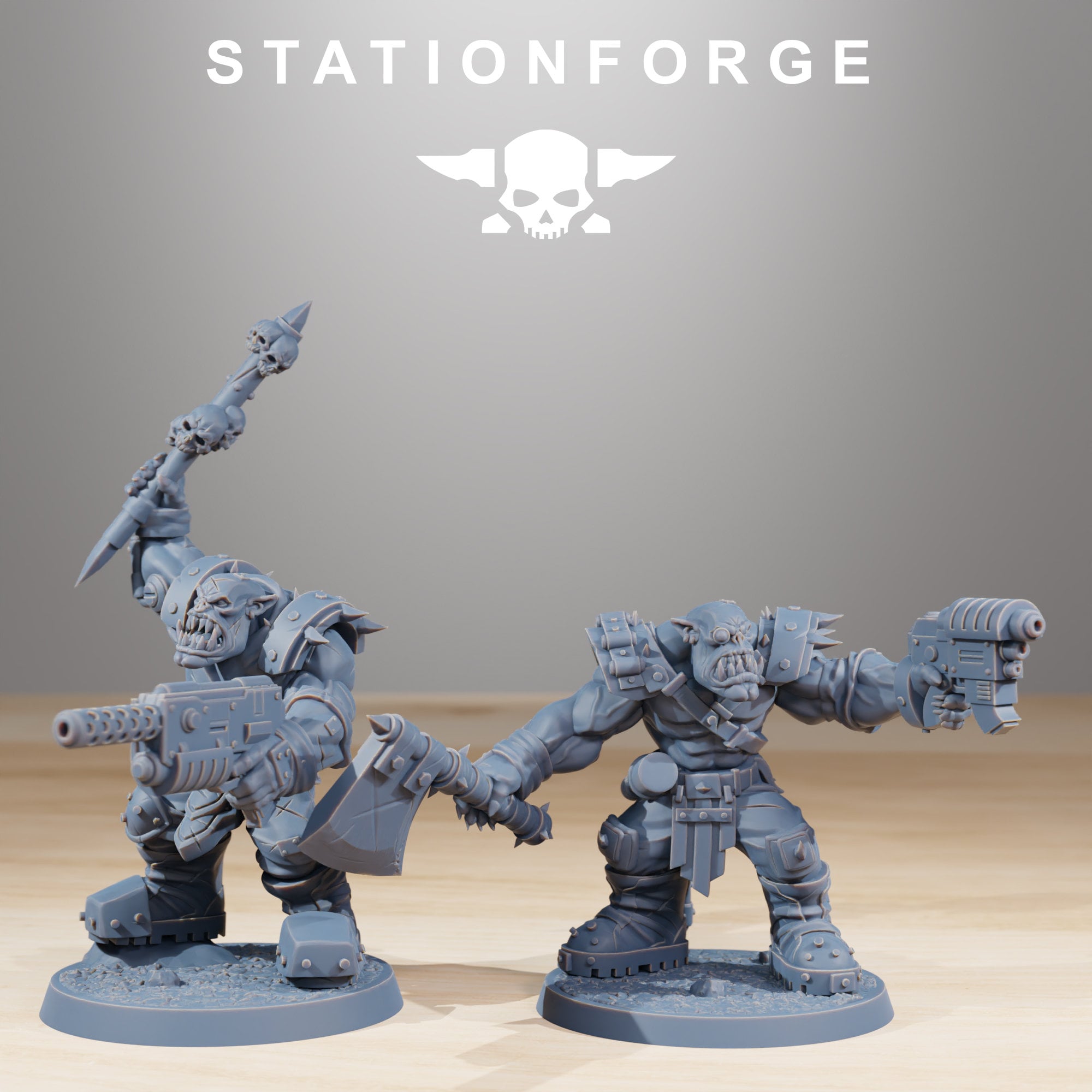 Green Skin - BOSS Orkaz Infantry, post apocalyptic empire, usable for tabletop wargame.