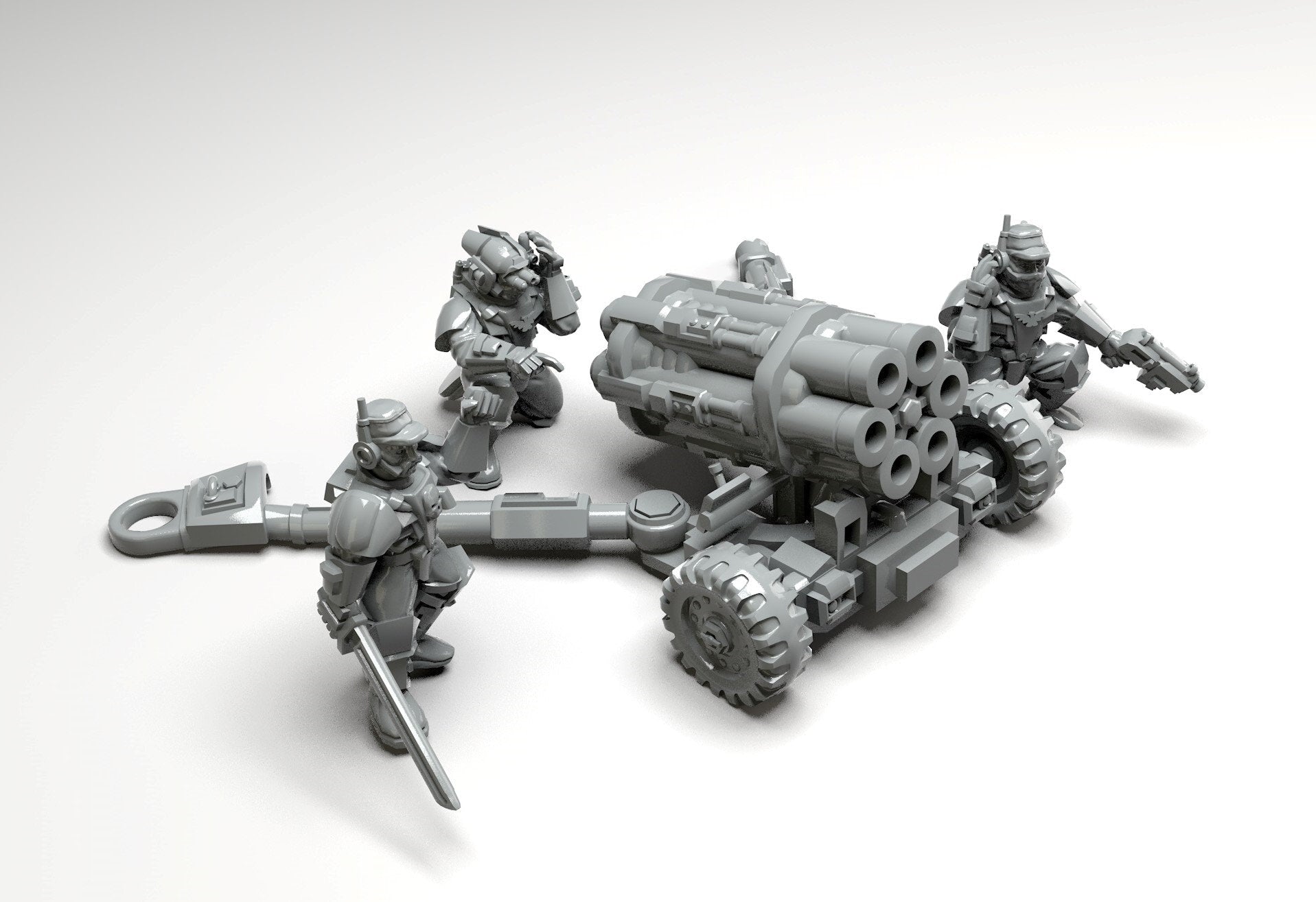 Imperial Army - Lanscannon, Heavy Support Weapons, infantry, post apocalyptic empire, modular miniatures usable for tabletop wargame.