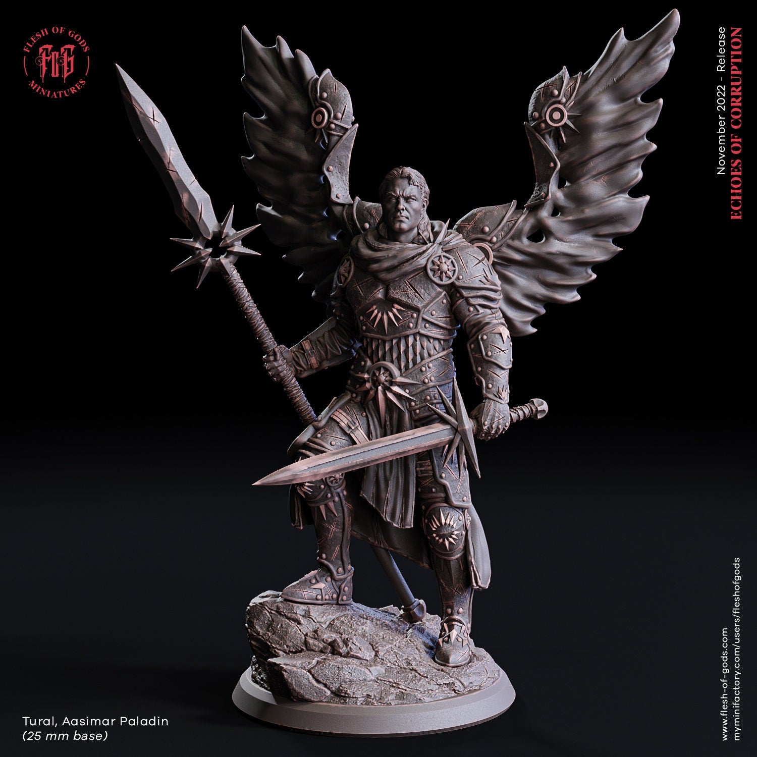 Humans - Tural, Aasimar Paladin, for Wargames, Pathfinder, Dungeons & Dragons and other TTRPG.