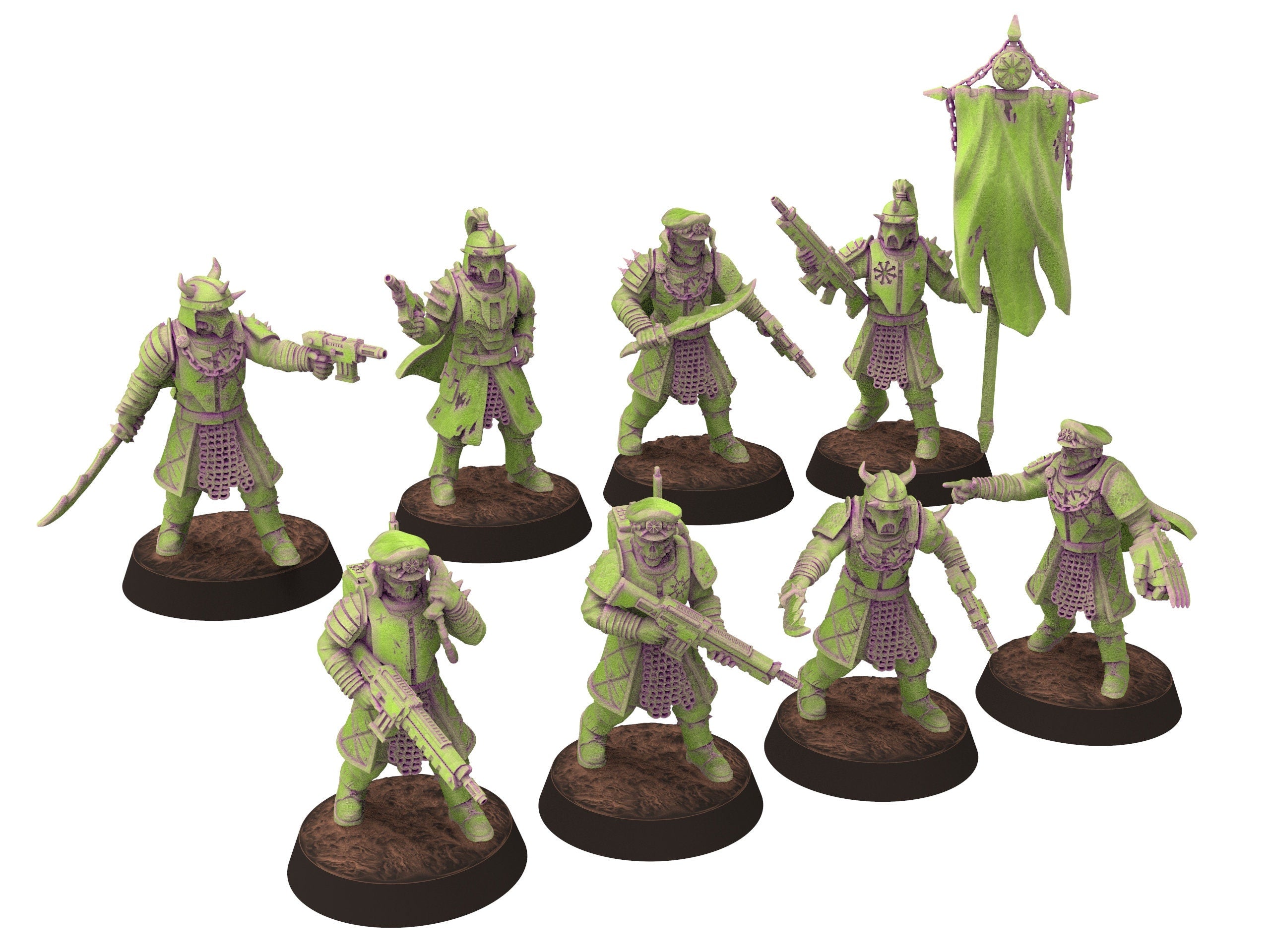 Harbingers of darkness -  Heretic Bloodsworn Chosen - Full Platoon - Siege of Vos-Phorax, Quartermaster3D wargame modular miniatures