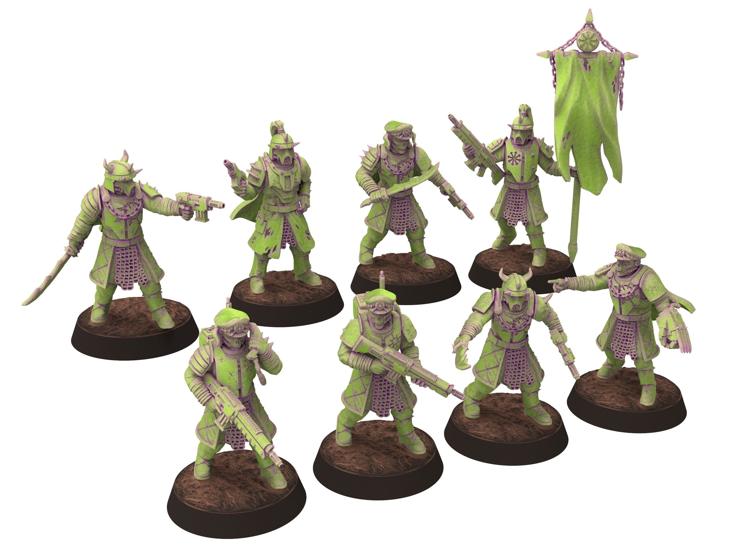 Harbingers of darkness -  Heretic Cultist Full Platoon - Full Platoon - Siege of Vos-Phorax, Quartermaster3D wargame modular miniatures