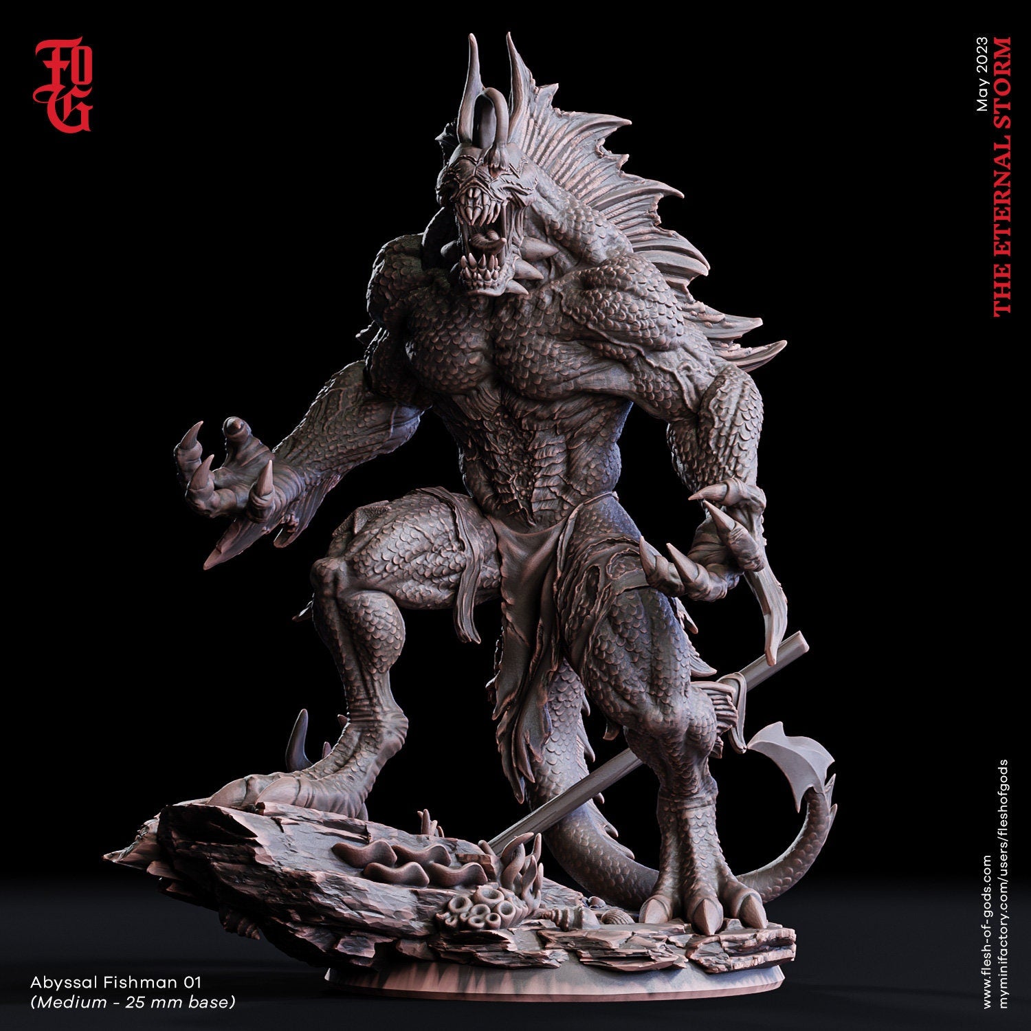 Creatures - Abyssal Fisherman, The Eternal Storm, for Wargames, Pathfinder, Dungeons & Dragons and other TTRPG.