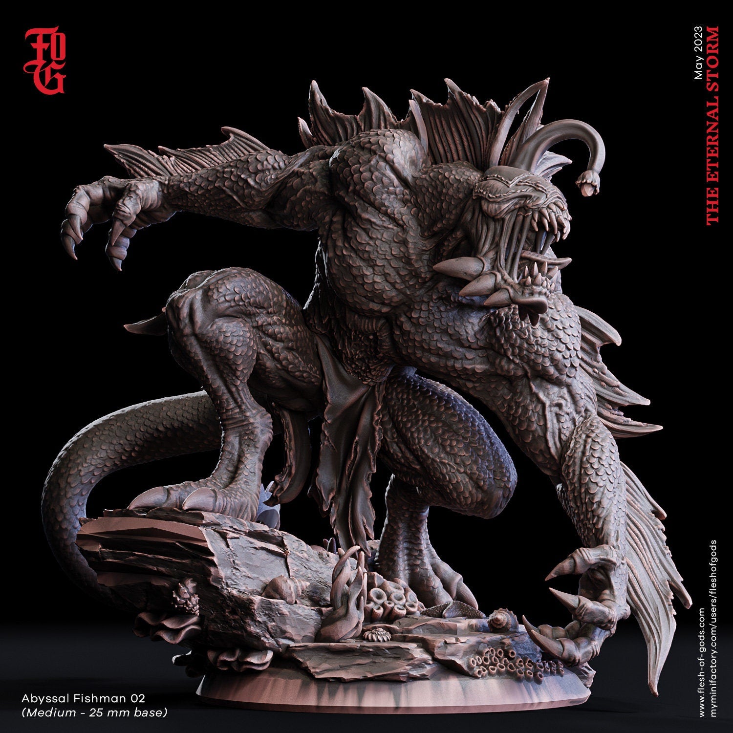 Creatures - Abyssal Fisherman, The Eternal Storm, for Wargames, Pathfinder, Dungeons & Dragons and other TTRPG.