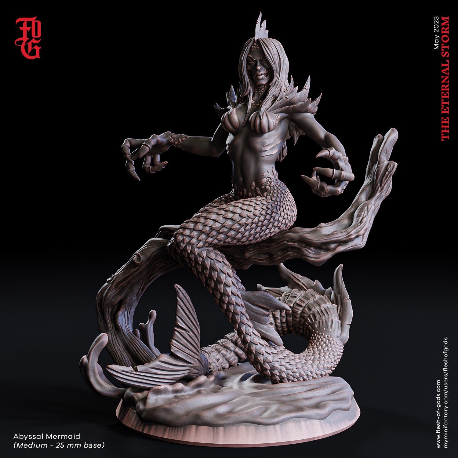 Creatures - Abyssal Mermaid, The Eternal Storm, for Wargames, Pathfinder, Dungeons & Dragons and other TTRPG.