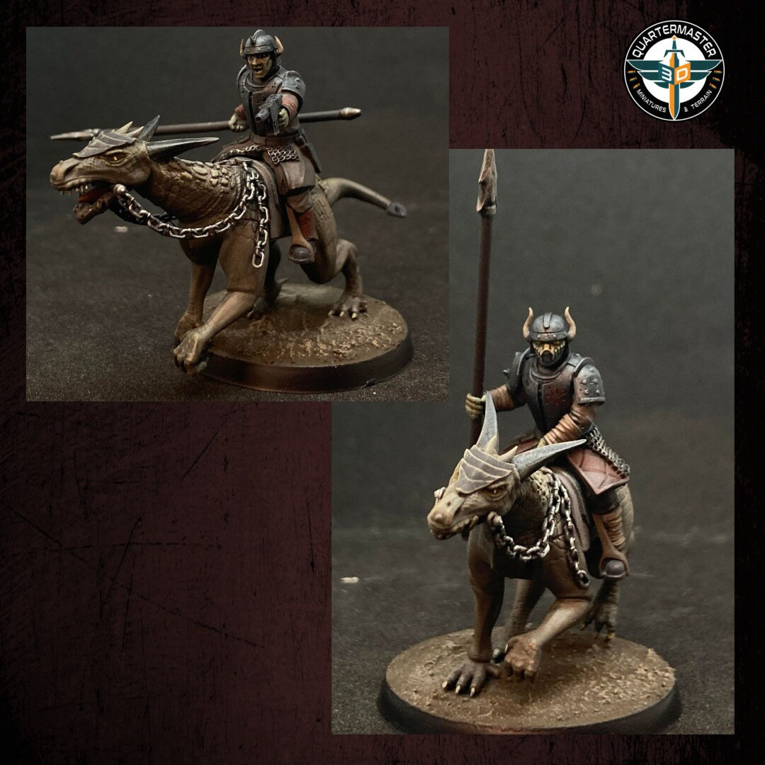Harbingers of darkness -  Heretic Cultist Lezard riders - Cavalry raiders - Siege of Vos-Phorax, Quartermaster3D wargame modular miniatures
