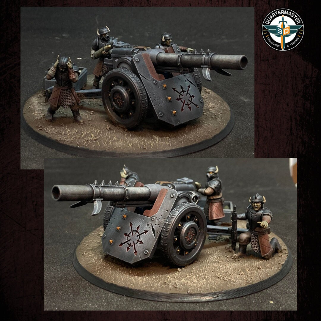 Harbingers of darkness -  Heretic Cultist Heavy Canon - Artillery - Siege of Vos-Phorax, Quartermaster3D wargame modular miniatures