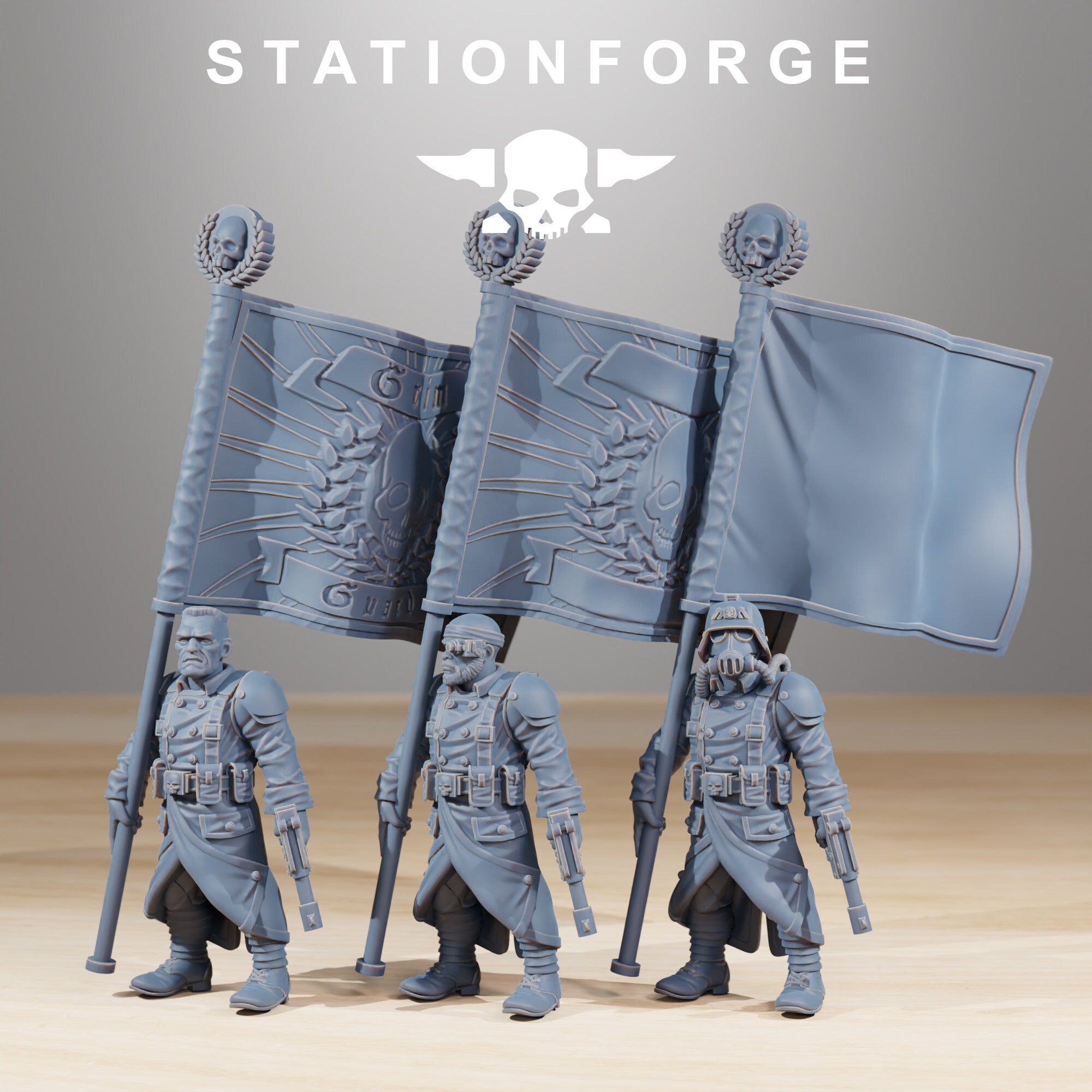 GrimGuard - Combatants, mechanized infantry, post apocalyptic empire, usable for tabletop wargame.