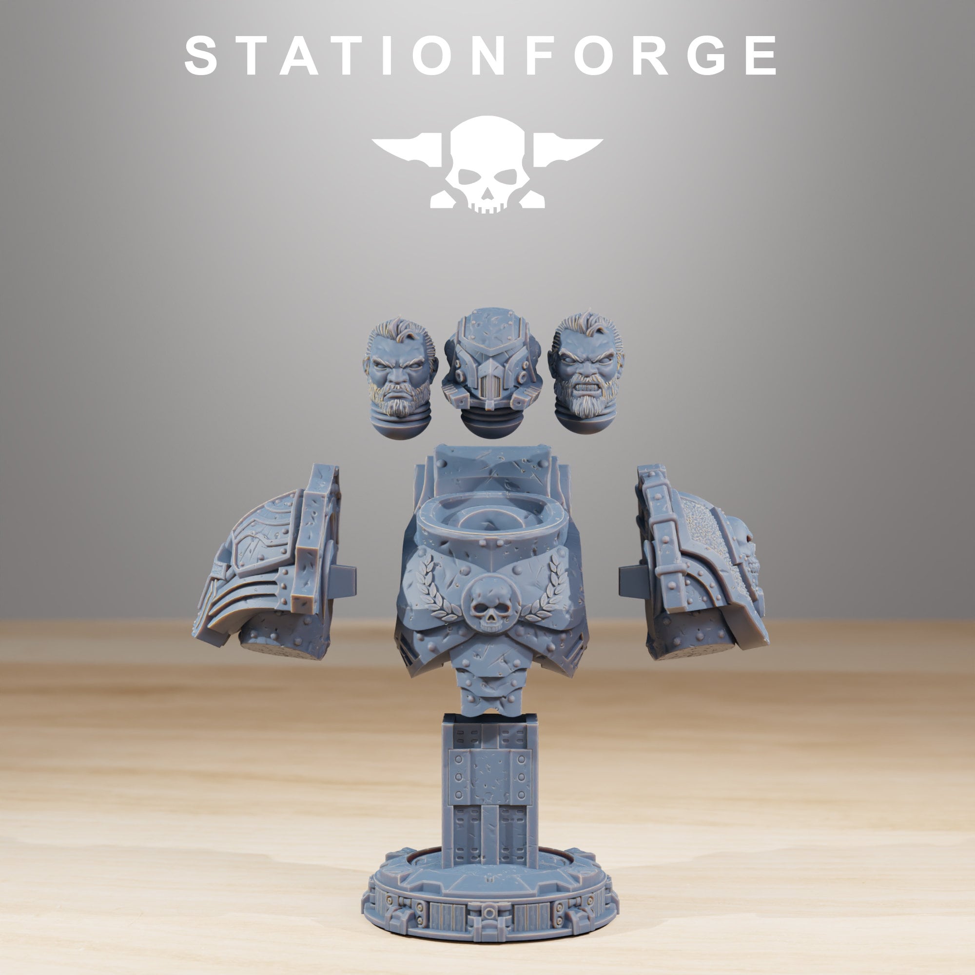 Socratis - Statue Collectible and Bust, mechanized infantry, post apocalyptic empire, usable for tabletop wargame.