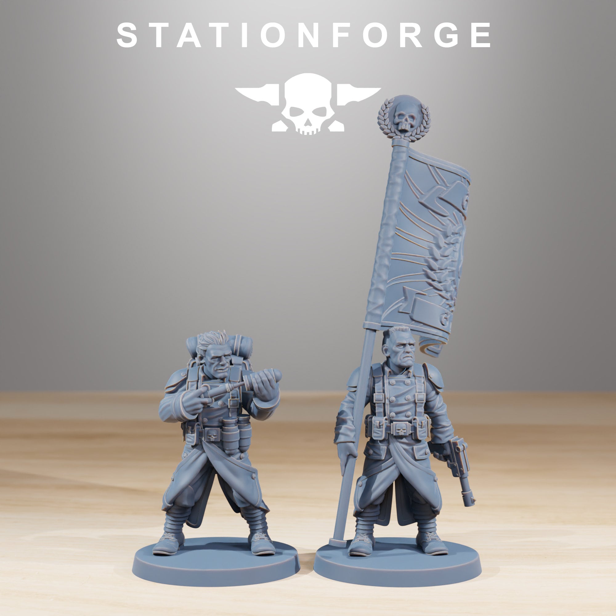 GrimGuard - Combatants, mechanized infantry, post apocalyptic empire, usable for tabletop wargame.