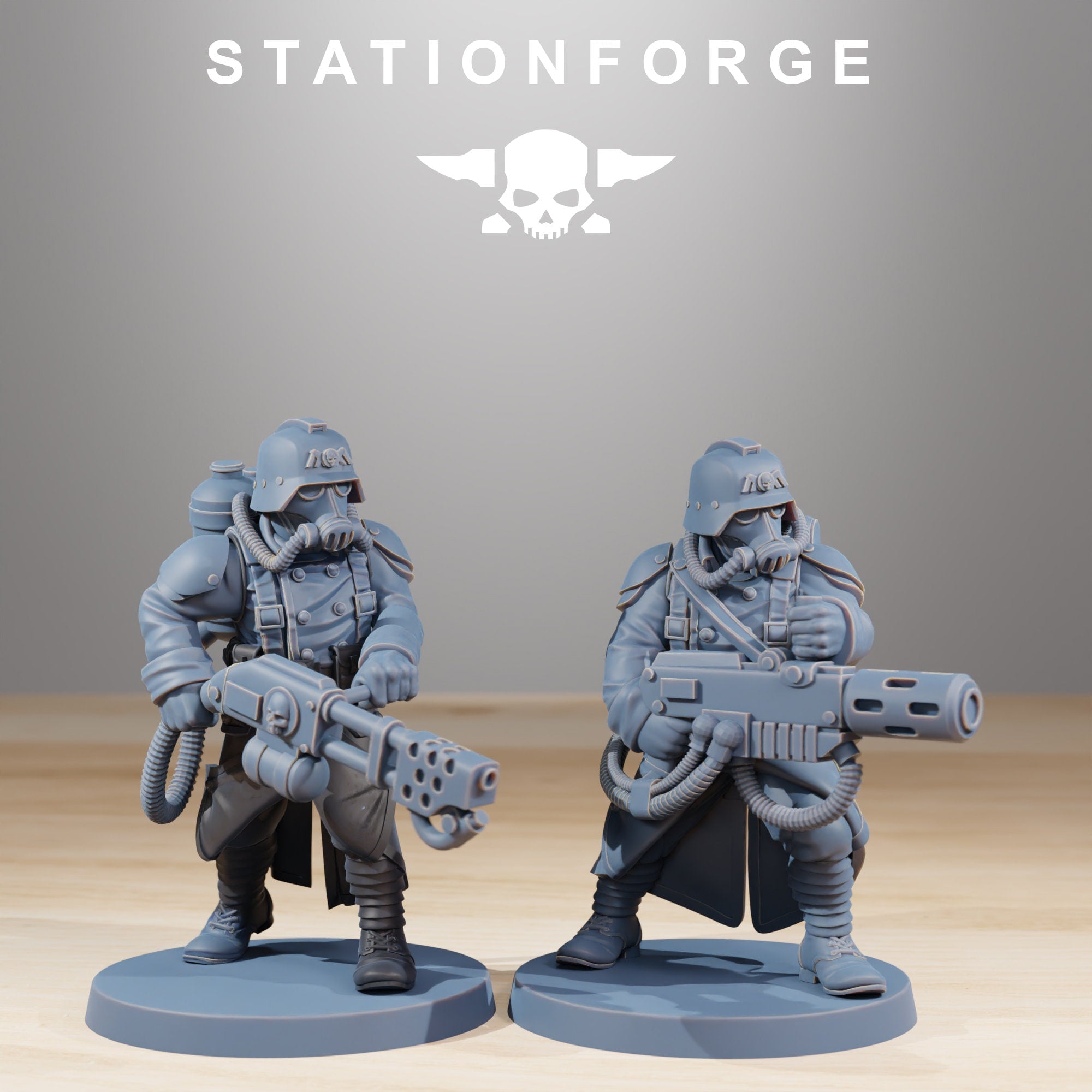 GrimGuard - Combatants, mechanized infantry, post apocalyptic empire, usable for tabletop wargame.