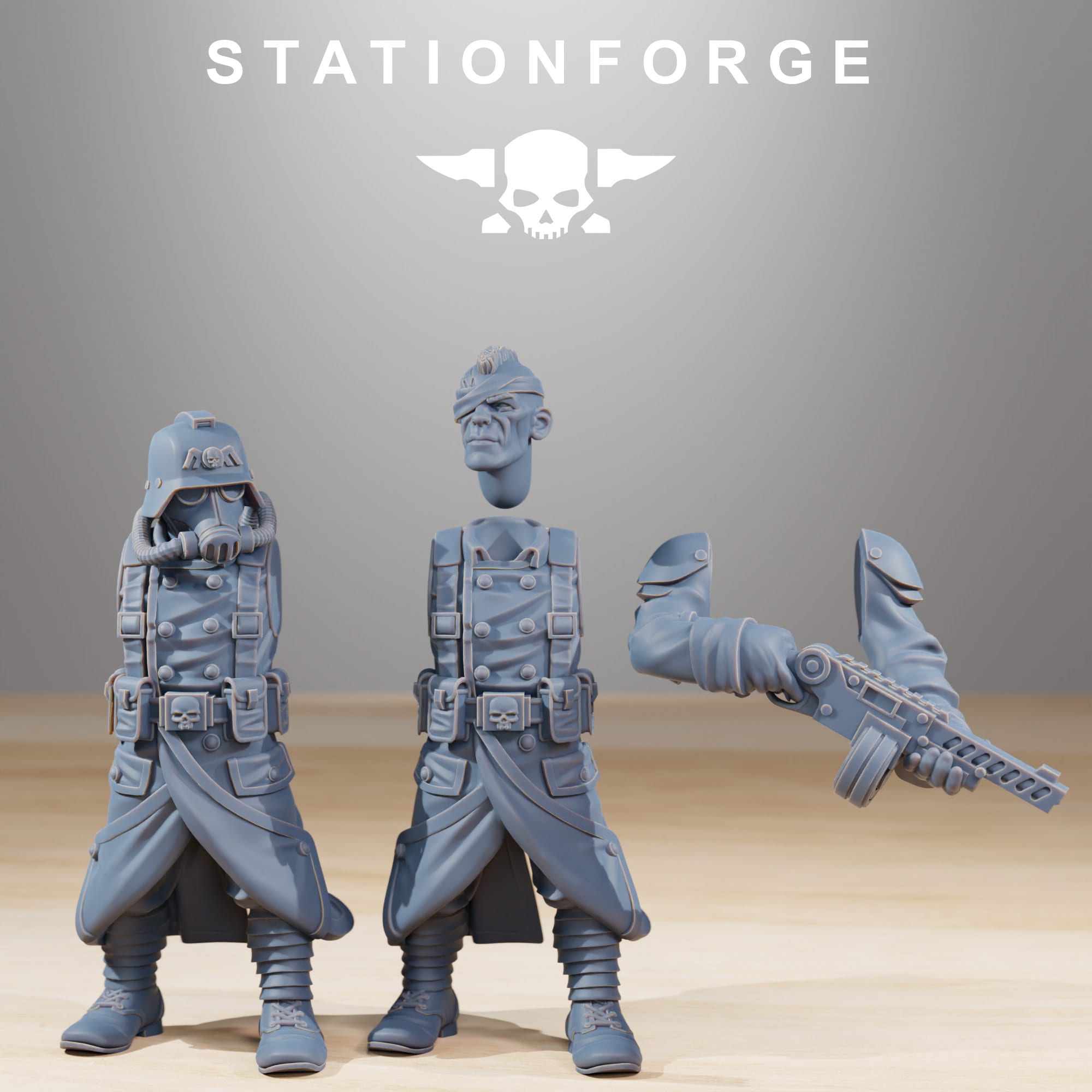 GrimGuard - Combatants, mechanized infantry, post apocalyptic empire, usable for tabletop wargame.