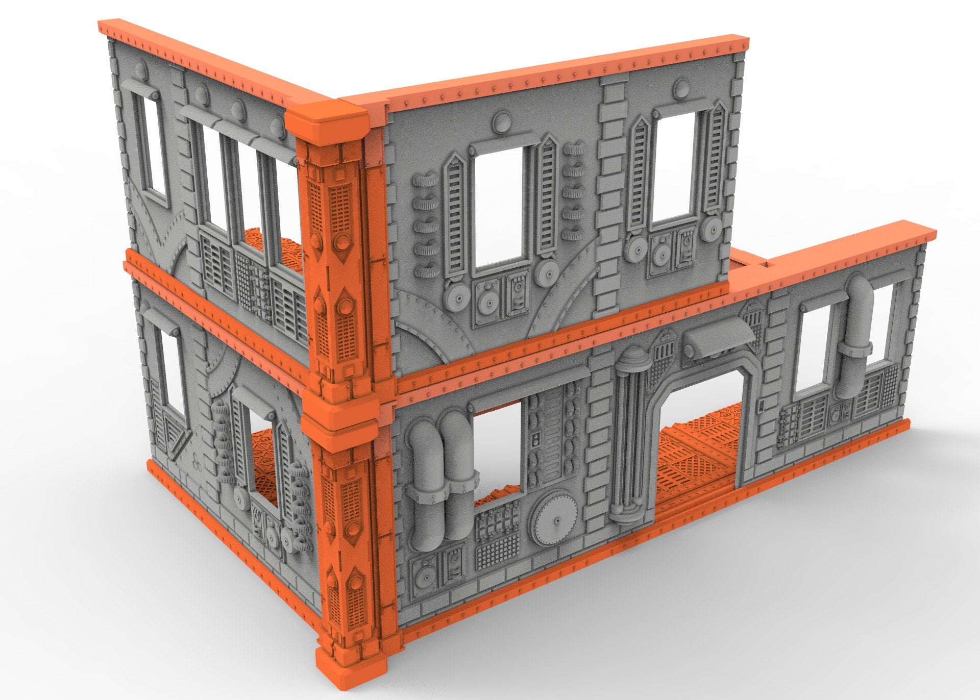 40k WTC 3 stored Ruins, Industrial steampunk imperial biome, building scenery terrain, for warmachine, infinity, wargame scifi...