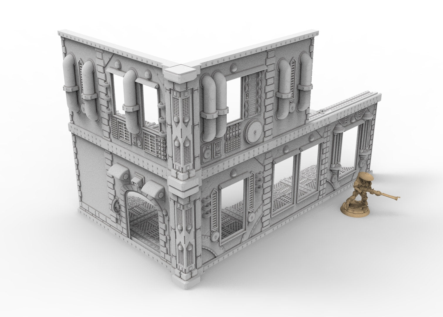 40k WTC 3 stored Ruins, Industrial steampunk imperial biome, building scenery terrain, for warmachine, infinity, wargame scifi...