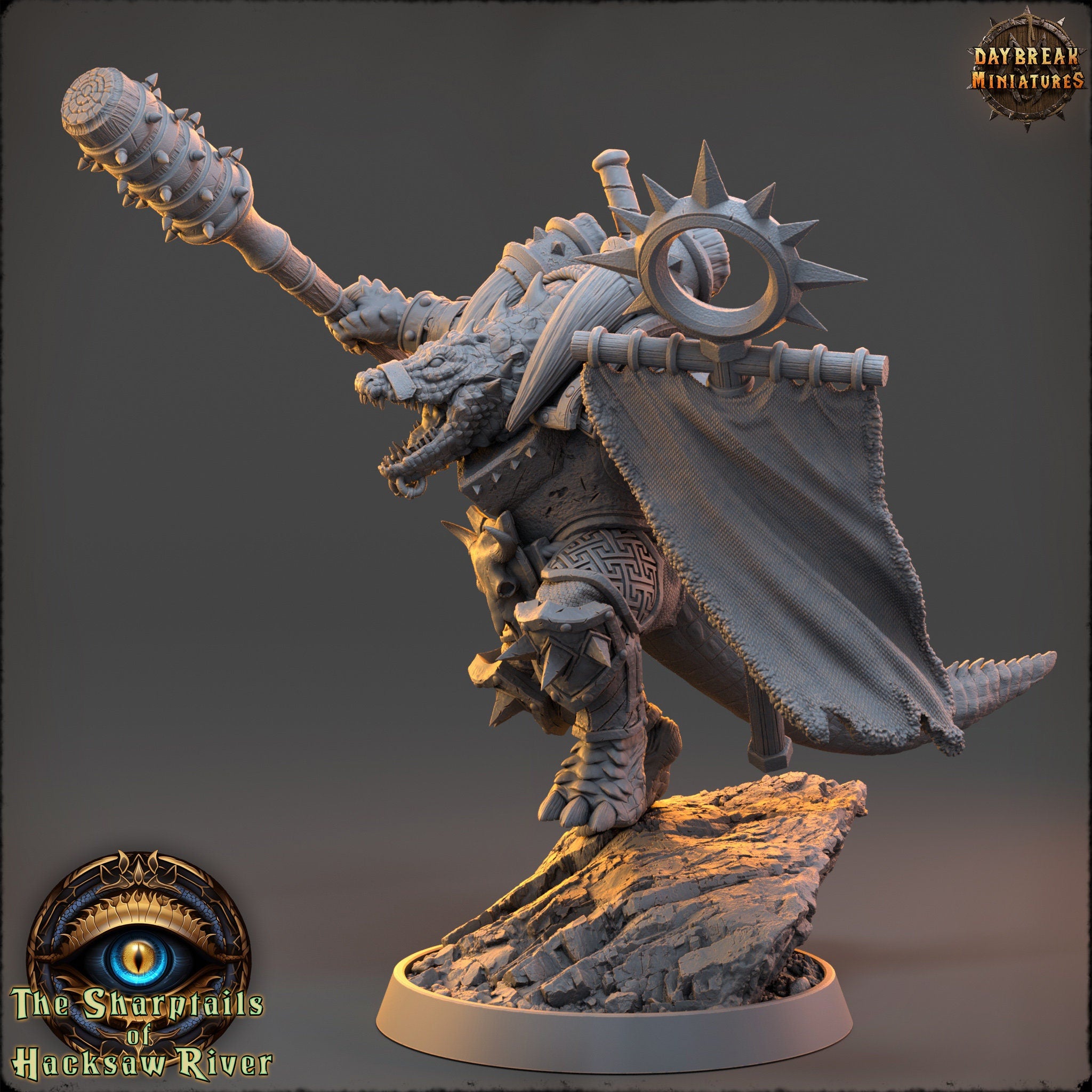 Crocodile warriors - Firstmate Cranmer - The Sharptails of Hacksaw River, daybreak miniatures, for Wargames, Pathfinder, Dungeons & Dragons