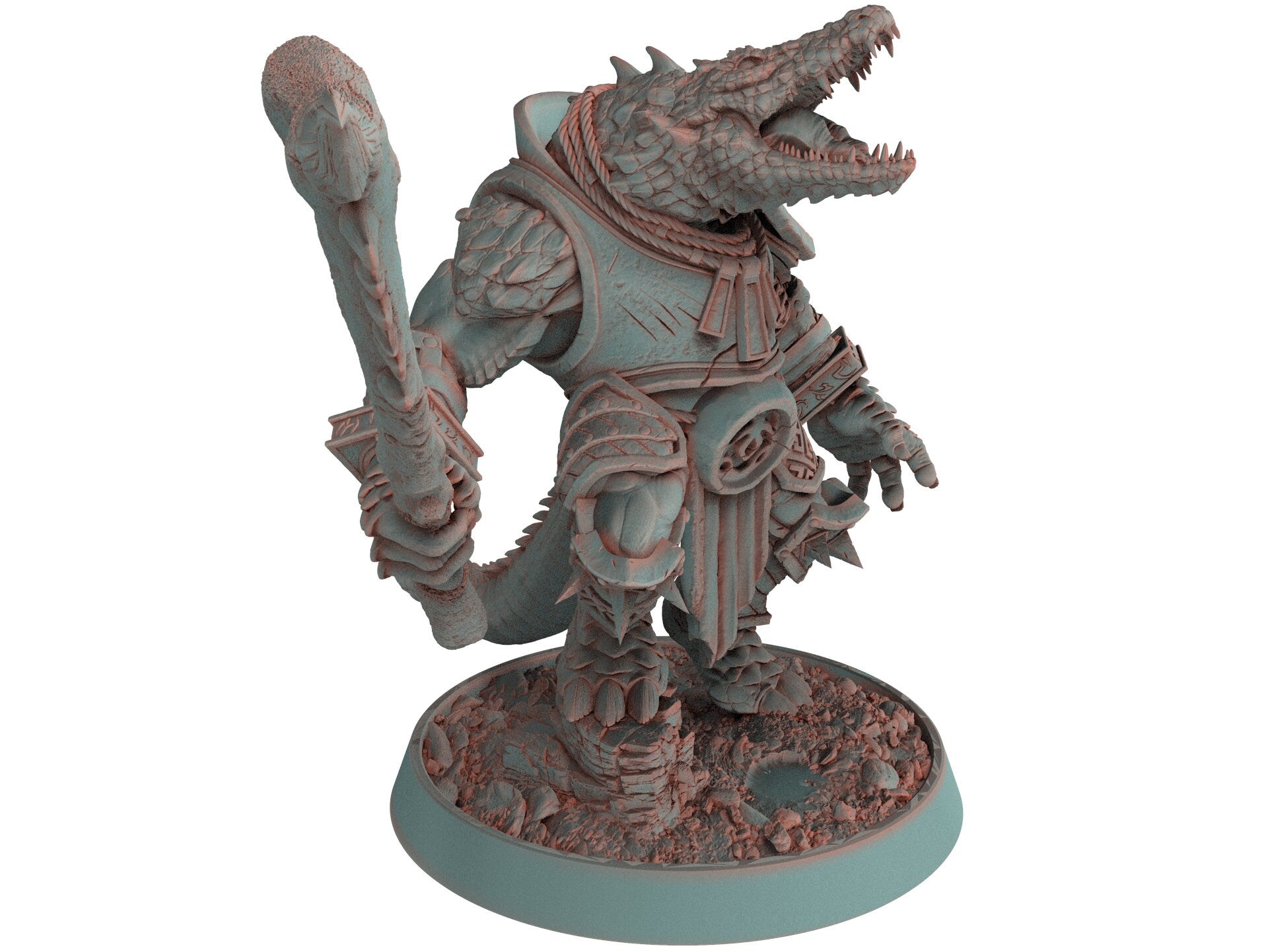 Crocodile warriors - Rodder Longsnout - The Sharptails of Hacksaw River, daybreak miniatures, for Wargames, Pathfinder, Dungeons & Dragons
