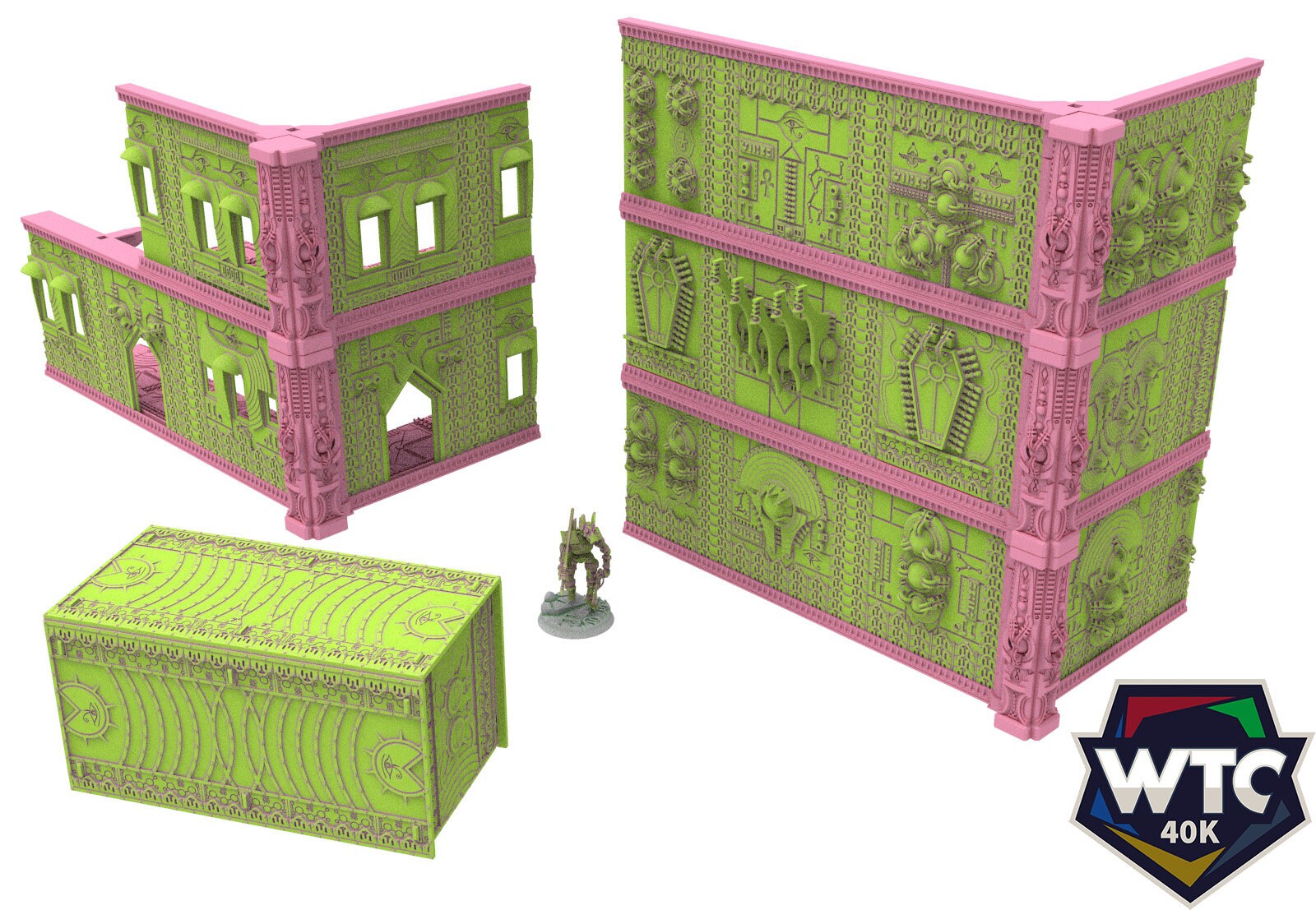 40k WTC 3 stored Ruins, Cinan necropolis egyptian futuristic biome, building scenery terrain, for warmachine, infinity, wargame scifi...
