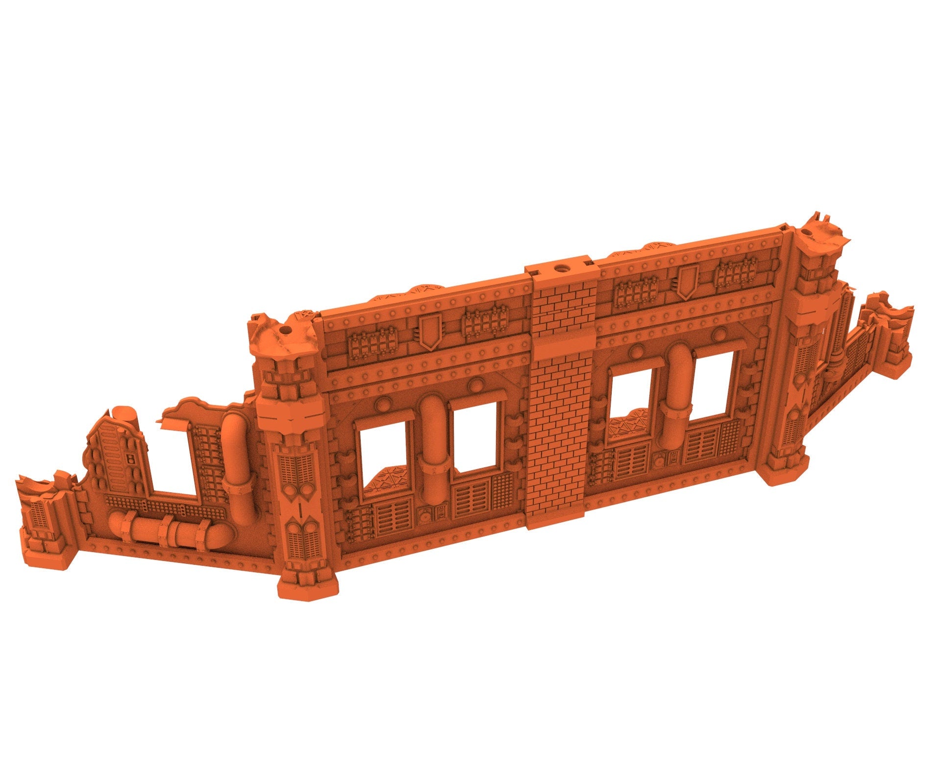 Industrial Ruined building printed in PLA and resin usable for warmachine, Damocles, One Page Rule, Firefight, infinity, scifi wargame...