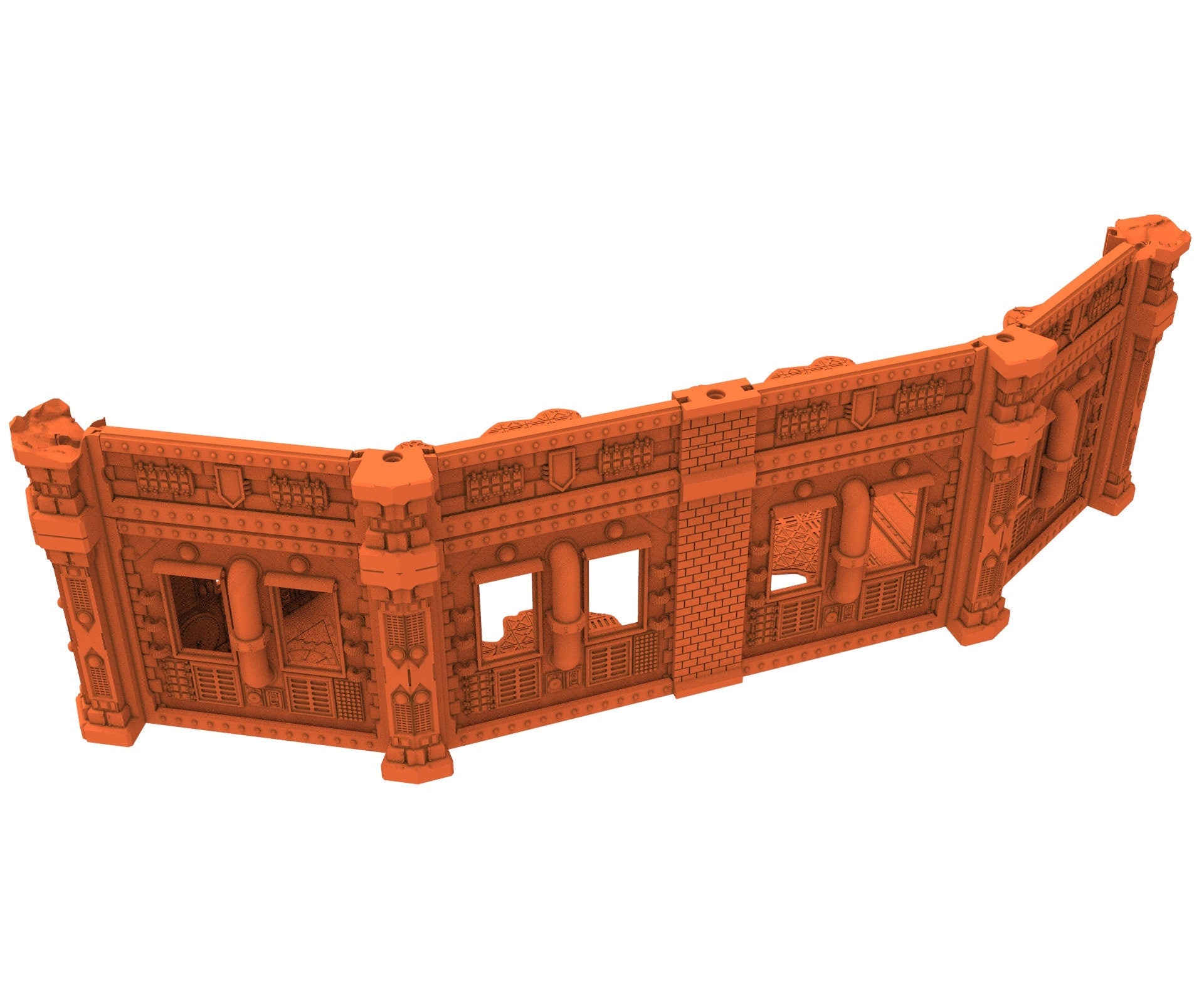 Industrial Ruined building printed in PLA and resin usable for warmachine, Damocles, One Page Rule, Firefight, infinity, scifi wargame...