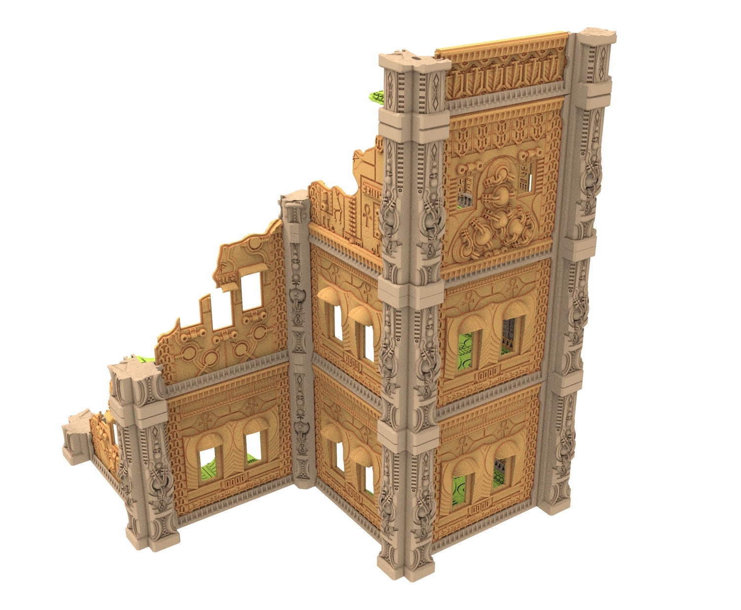 Cinan Haven Ruined building printed in PLA and resin usable for warmachine, Damocles, One Page Rule, Firefight, infinity, scifi wargame...