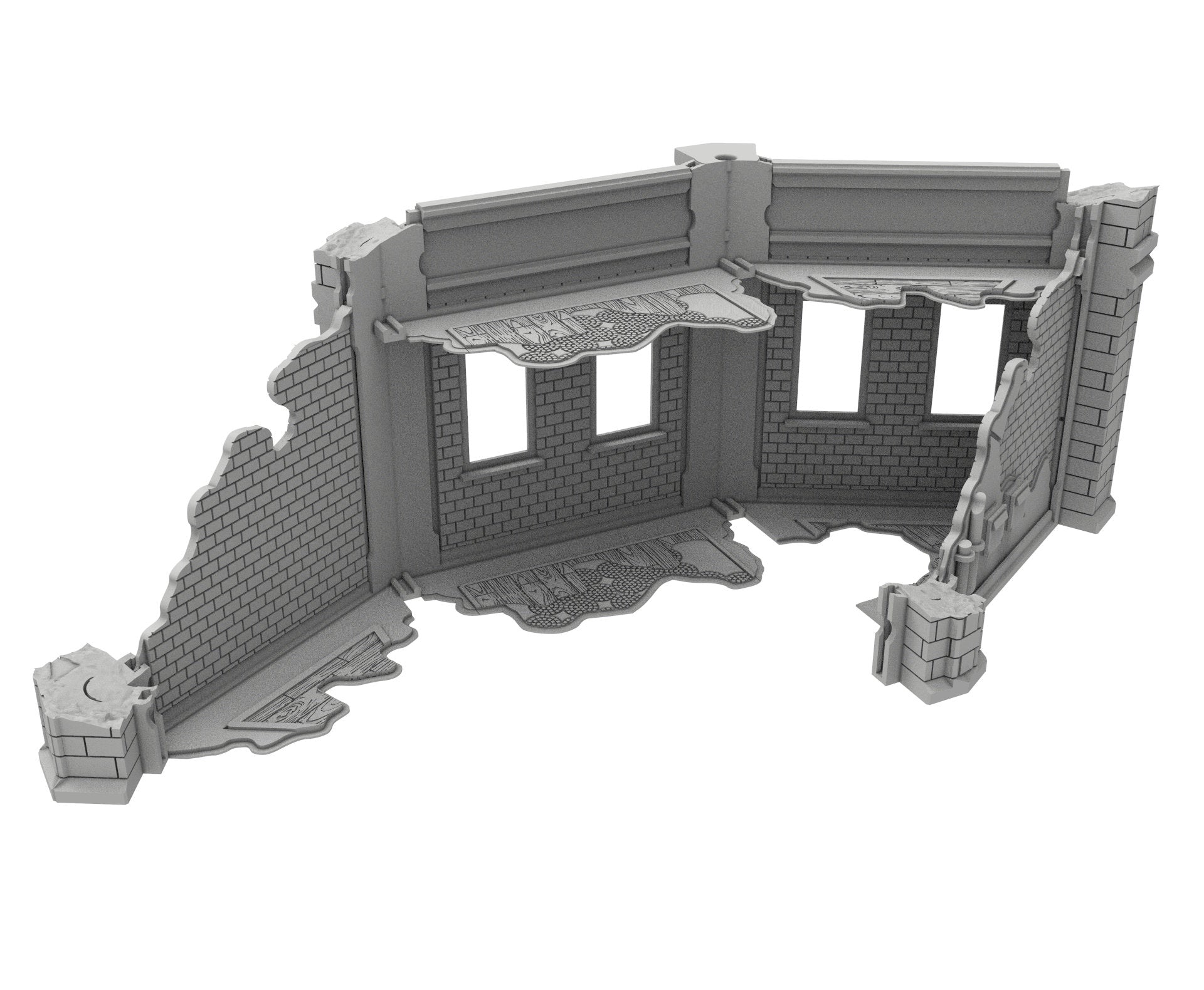 Civilian Ruined building printed in PLA and resin usable for warmachine, Damocles, One Page Rule, Firefight, infinity, scifi wargame...