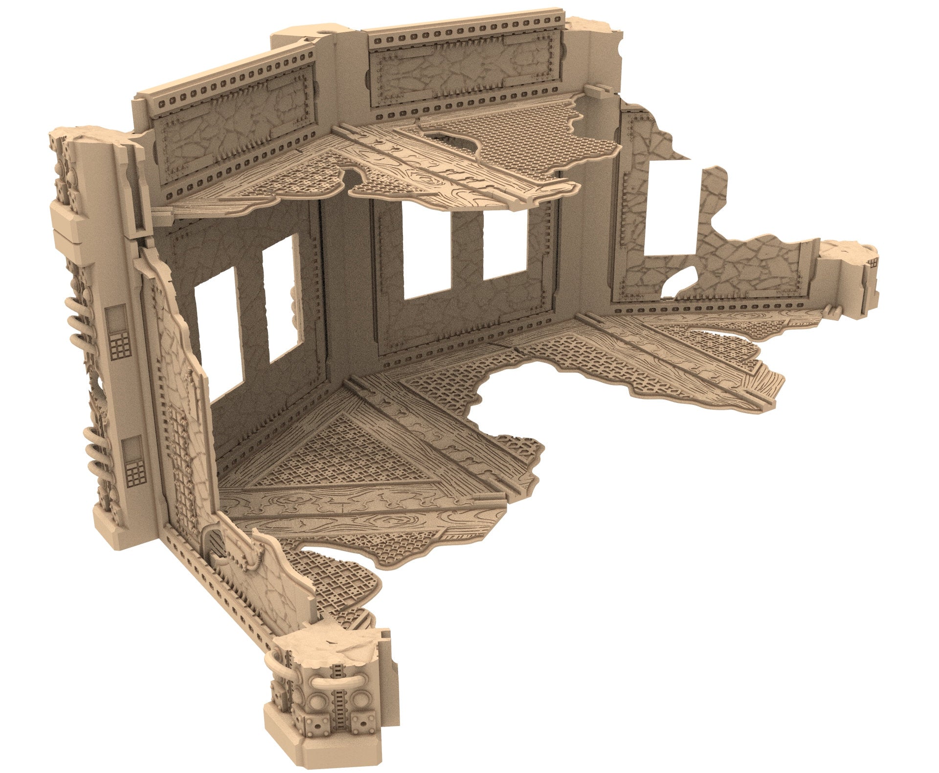 Commercial Outpost Latino Ruined building in PLA and resin for warmachine, Damocles, One Page Rule, Firefight, infinity, scifi wargame...