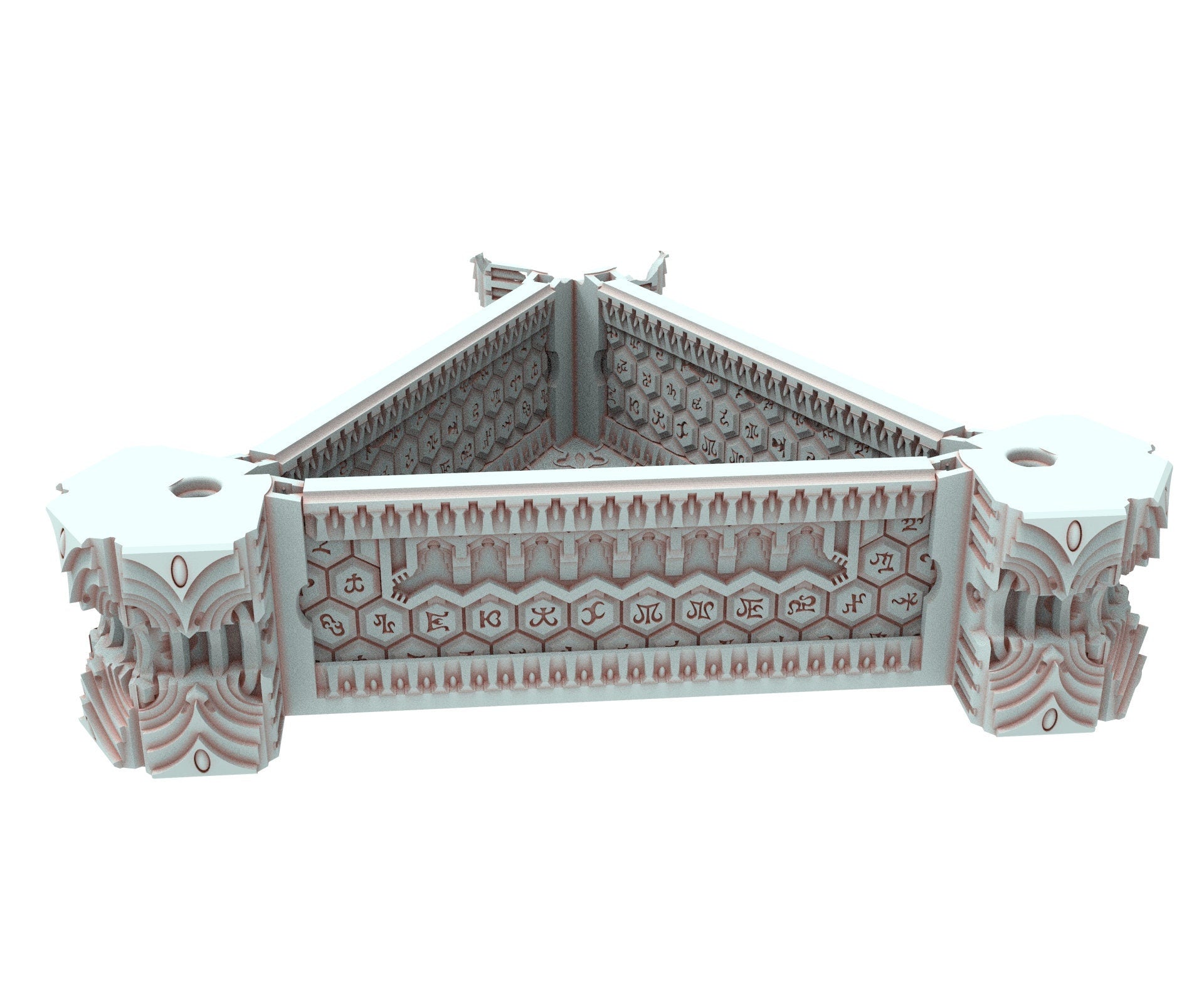 Dark city Ruined building elves eldar in PLA and resin usable for warmachine, Damocles, One Page Rule, Firefight, infinity, scifi wargame...